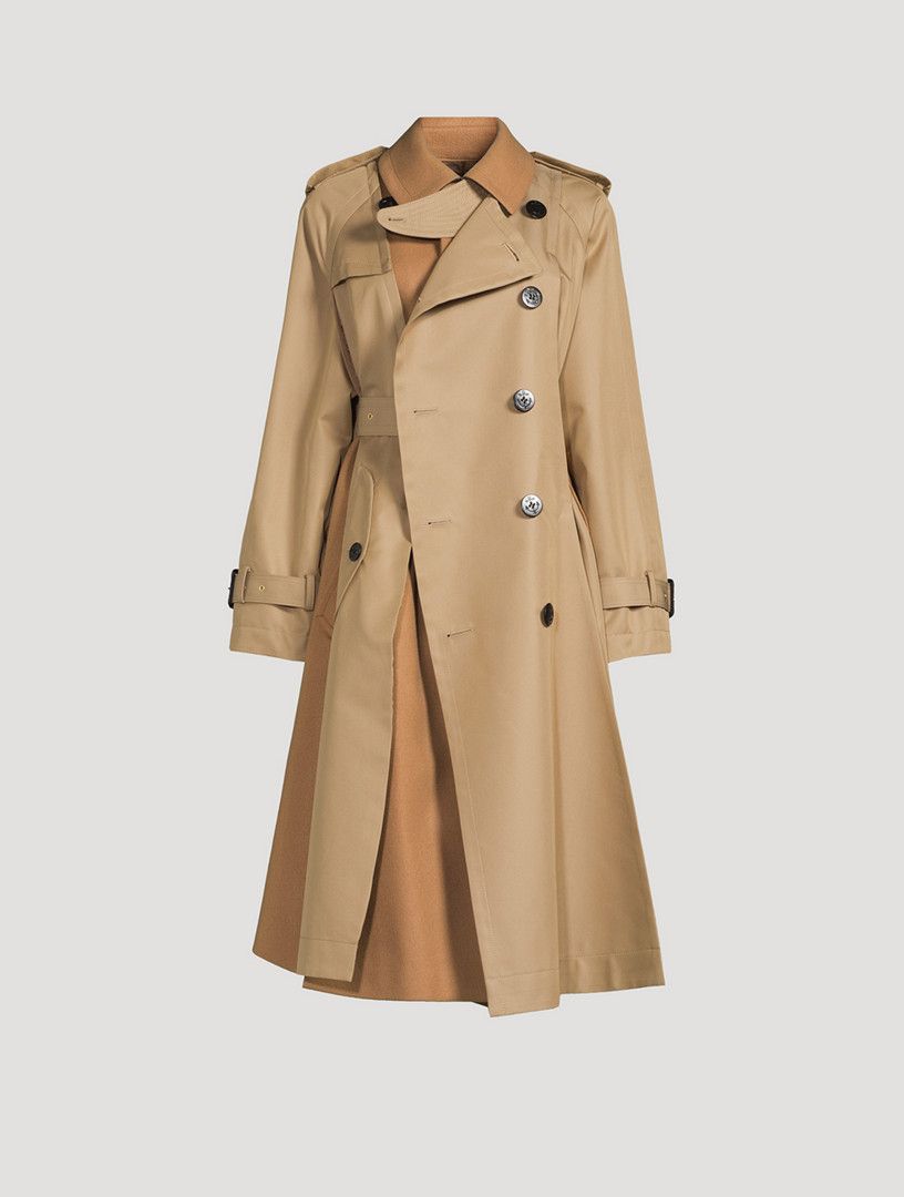 Sacai o1s22i1n0924 Hybrid Gabardine Coat in Beige Size M / US 6-8 / IT 42-44 - 1 Thumbnail