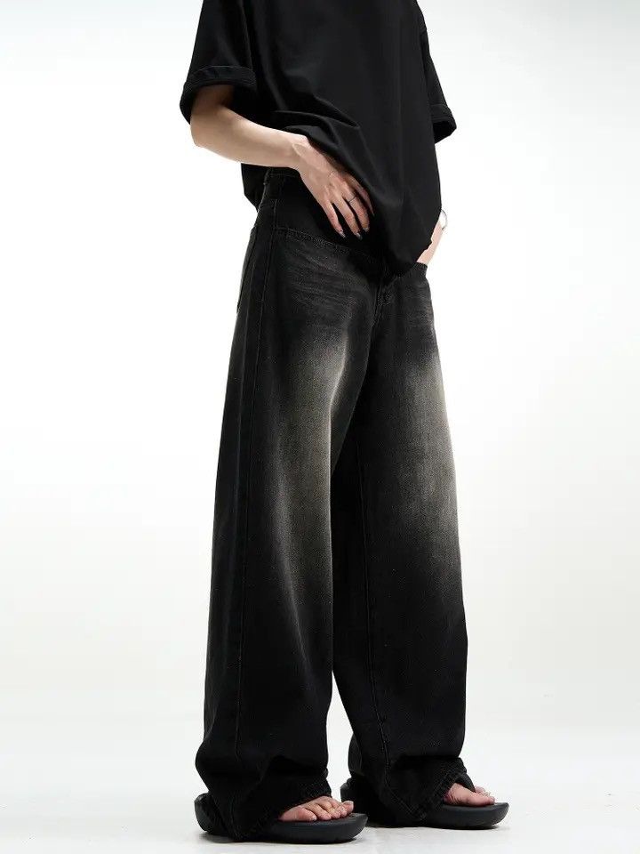 Other Vintage High Street Black Straight Leg Wide Jeans Size US 34 / EU 50 - 7 Thumbnail