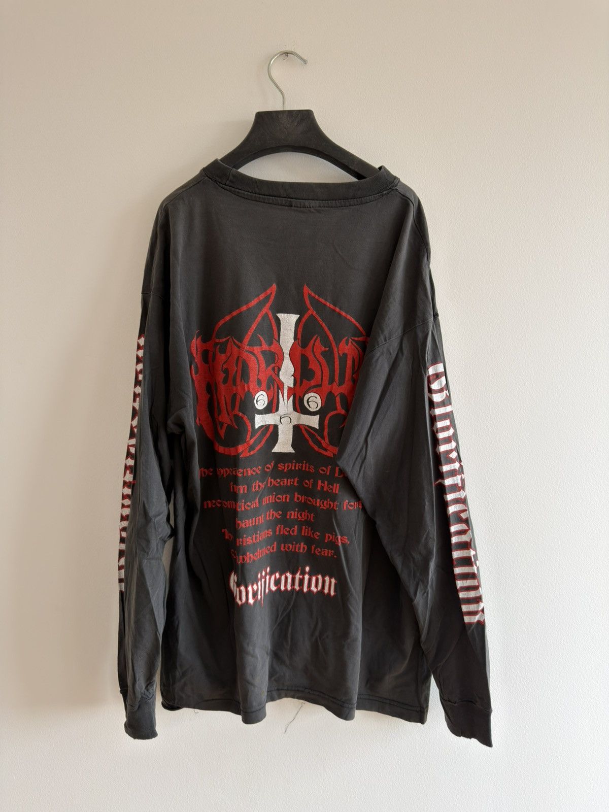 Band Tees *RARE* 90s VINTAGE MARDUK BLACK METAL GLORIFICATION THRASHED Size US XL / EU 56 / 4 - 8 Thumbnail