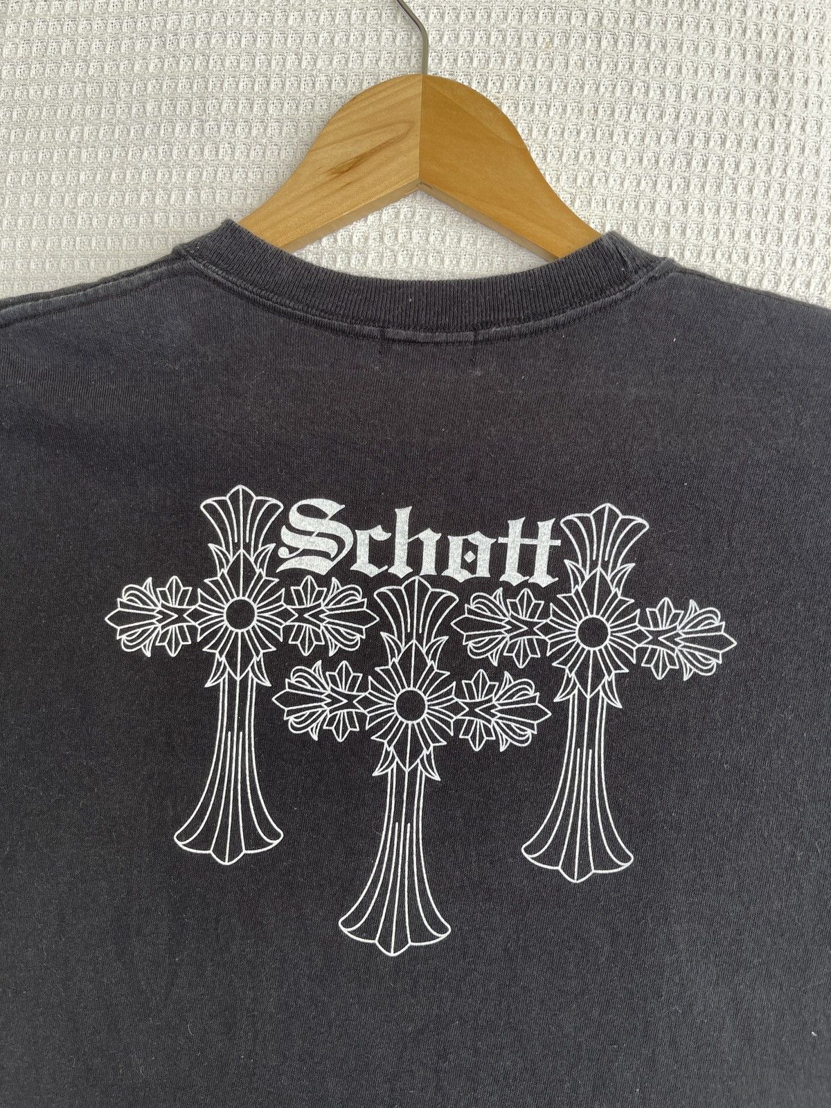 Japanese Brand × Schott × Vintage Last Drop🔥SCHOTT Japan Inc Inspired CHROME HEARTS Logo Tee Size US L / EU 52-54 / 3 - 3 Thumbnail