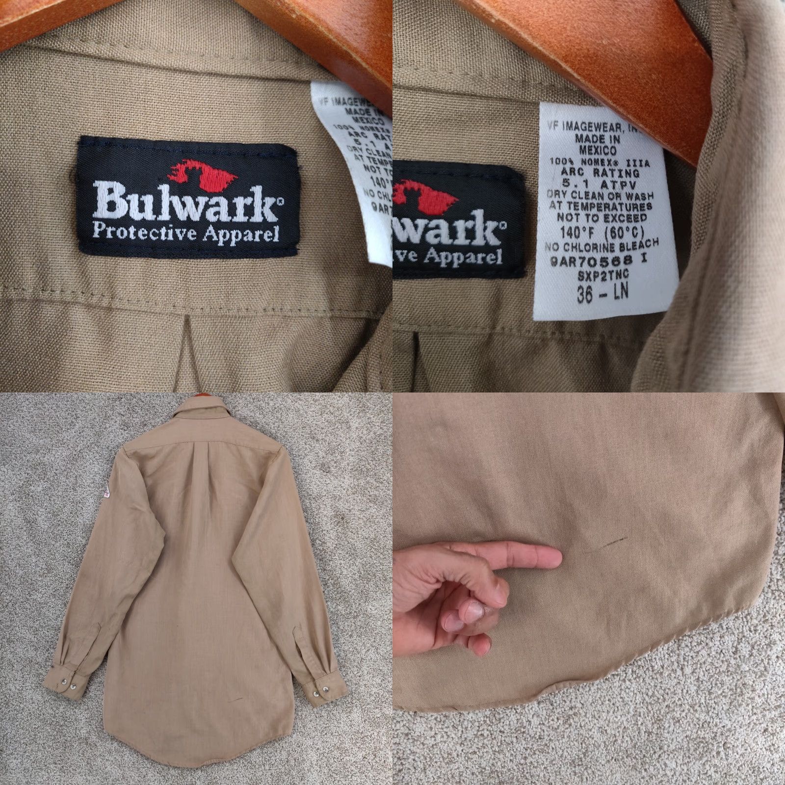 Vintage VINTAGE Bulwark FR Shirt Mens 36 Long Brown Cat 2 2112 Long Sleeve Button Work Size US M / EU 48-50 / 2 - 8 Thumbnail