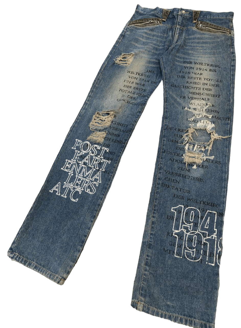 image of Hysteric Glamour x In The Attic Poem Punk Distressed Denim in Blue, Men's (Size 34)