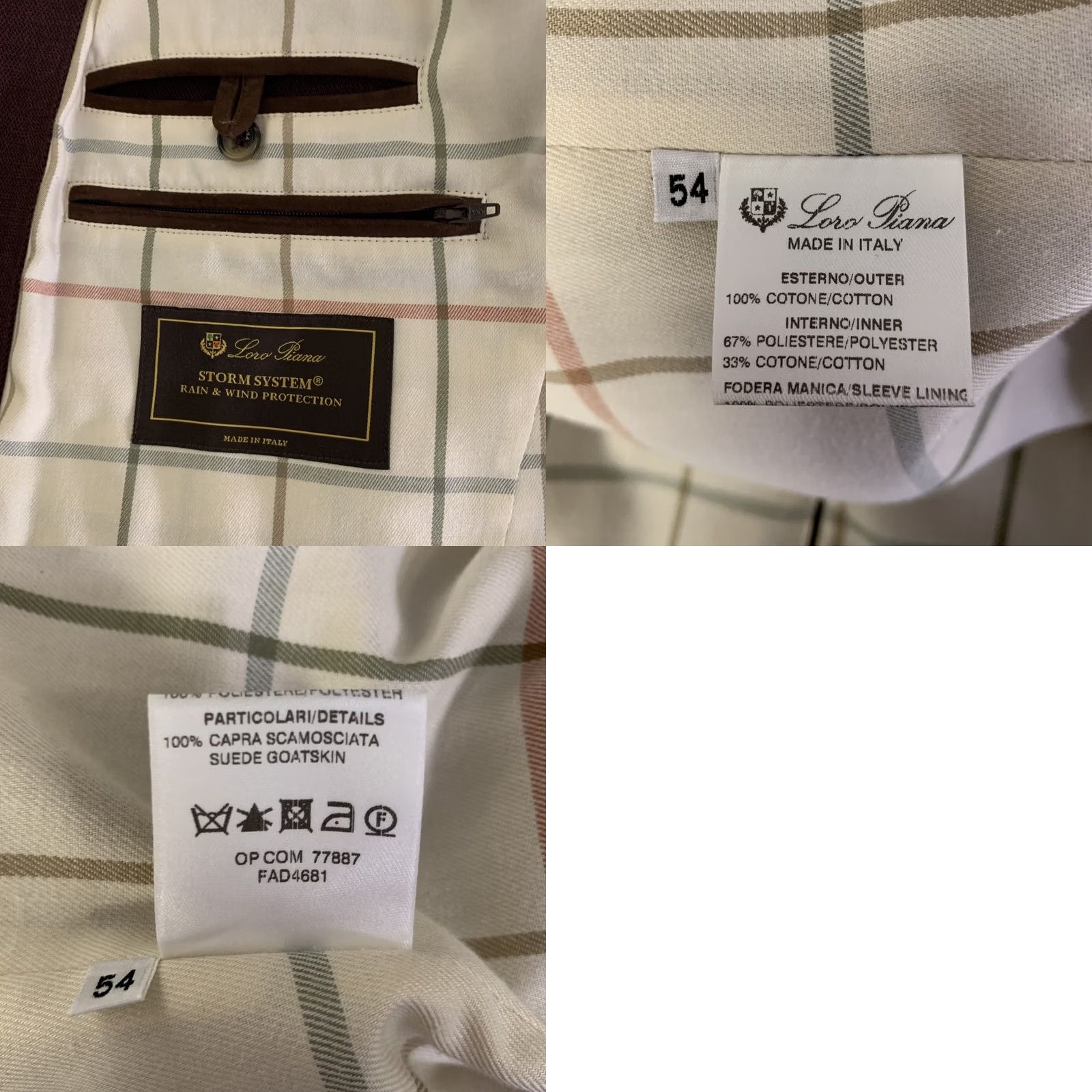 Loro Piana LORO PIANA Jacket Mens XL Burgundy Size Cotton Zip Size US XL / EU 56 / 4 - 8 Thumbnail