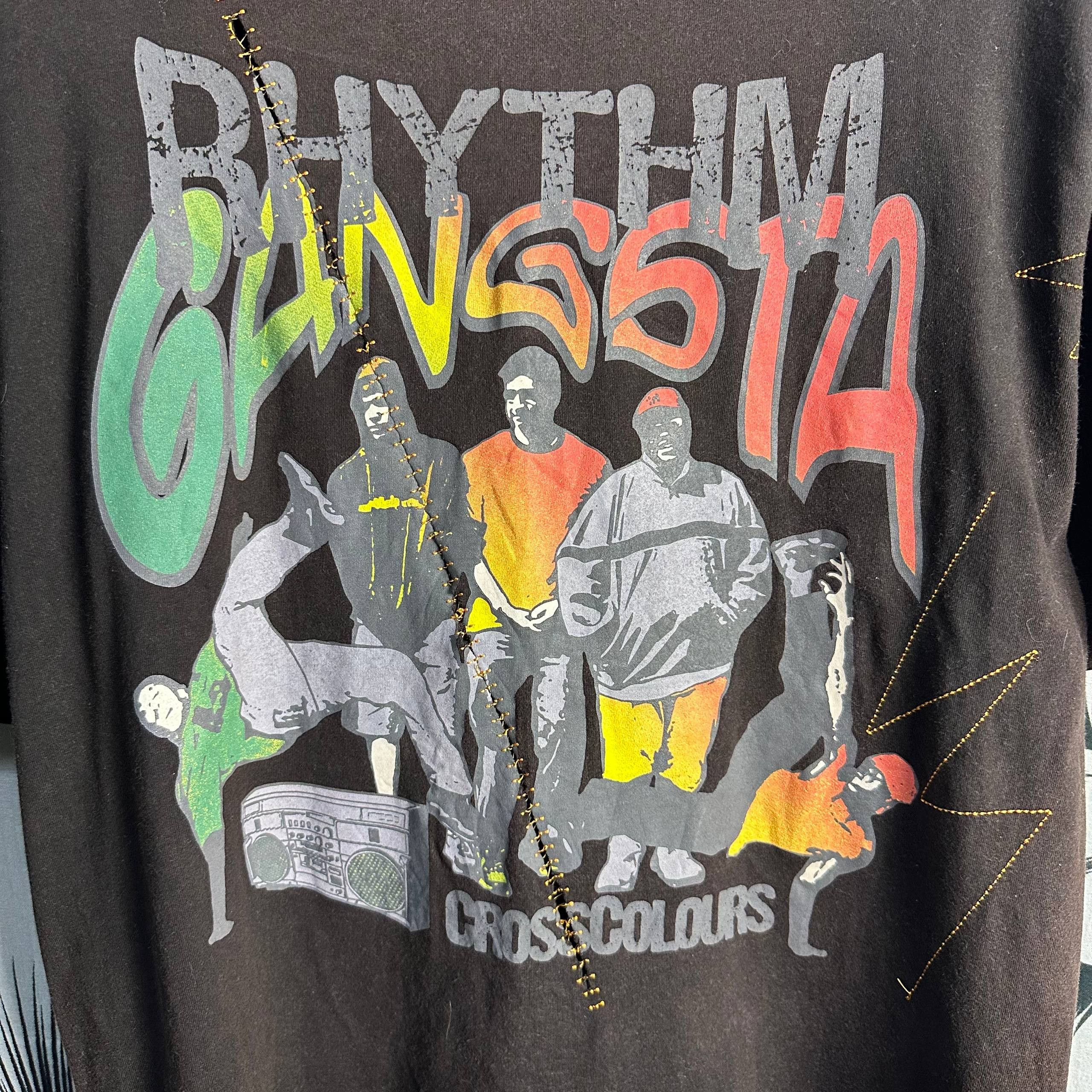 Vintage Y2K Vintage Cross Colours Rhythm Gangsta Hip Hop T-Shirt Size US XL / EU 56 / 4 - 5 Thumbnail