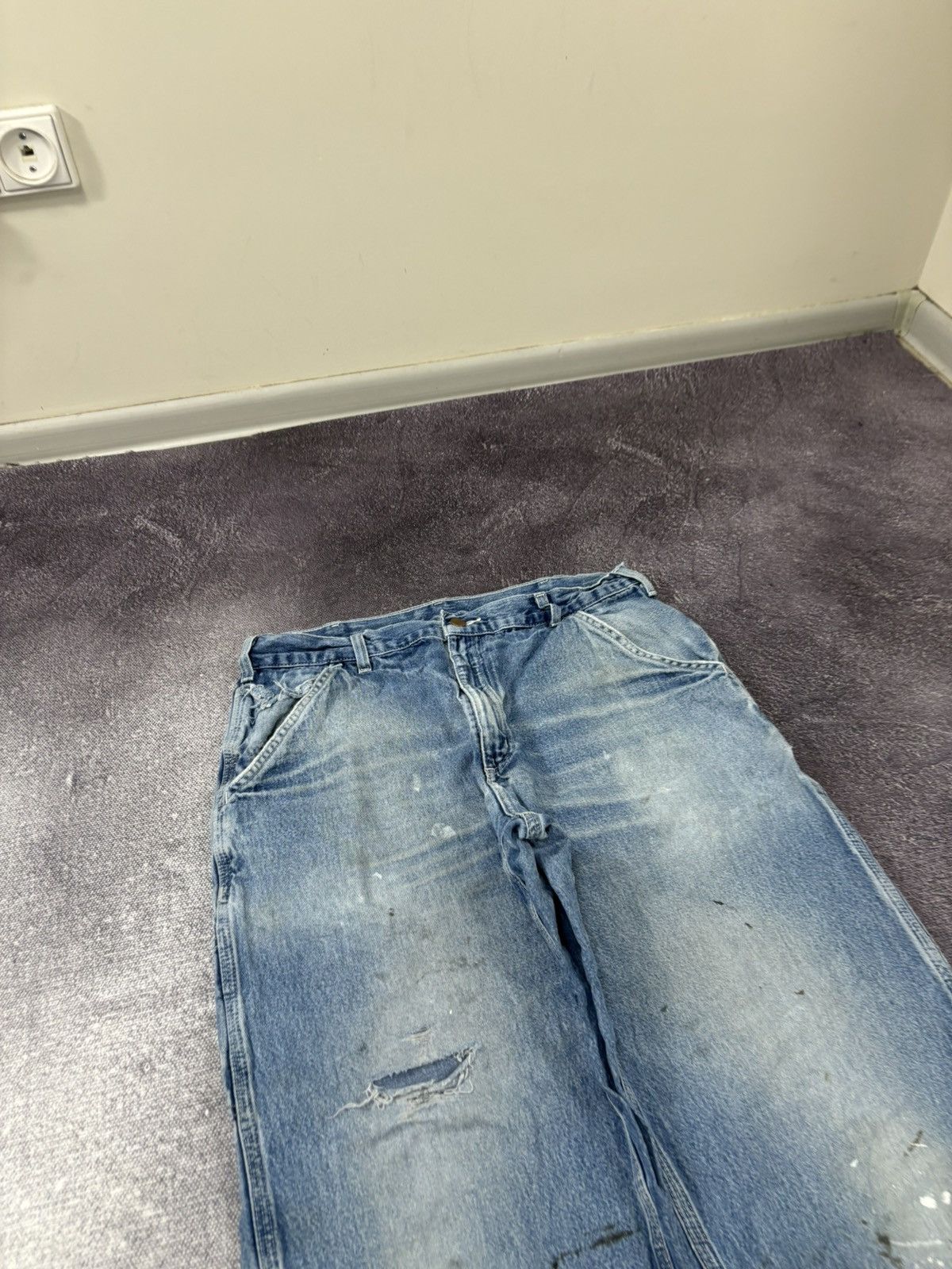 Carhartt Vintage Carhartt Dungaree Fit Faded Blue Denim Baggy Jeans Size US 35 - 13 Thumbnail