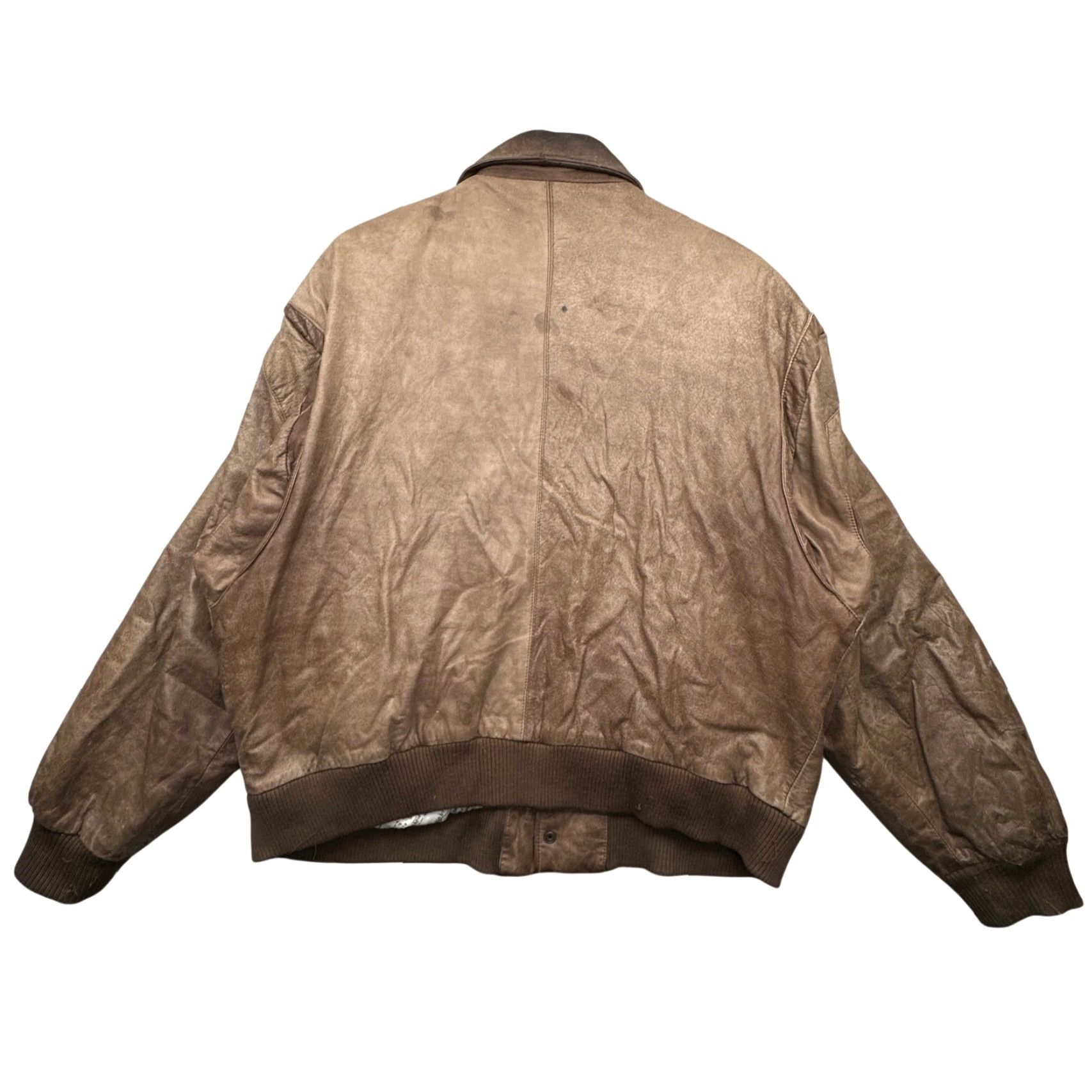 Roundtree & Yorke VINTAGE Roundtree & Yorke Bomber Leather Jacket Mens XL Brown Map Lined Flight Jacket Size US XL / EU 56 / 4 - 2 Thumbnail