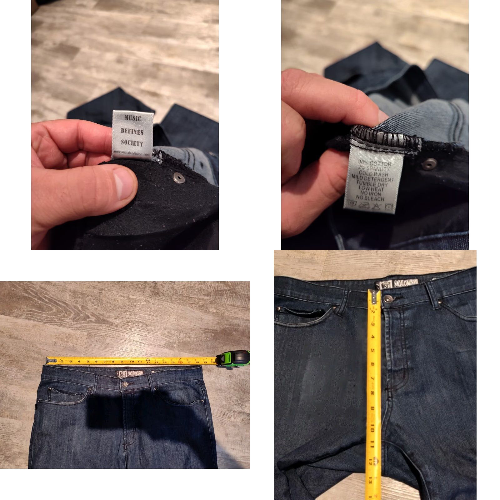 Vintage VINTAGE Social Collision Indie Fit Men's Blue Jeans Straight Stretch 36x30 Denim Dark Wash Casual Pants Size US 36 / EU 52 - 8 Thumbnail