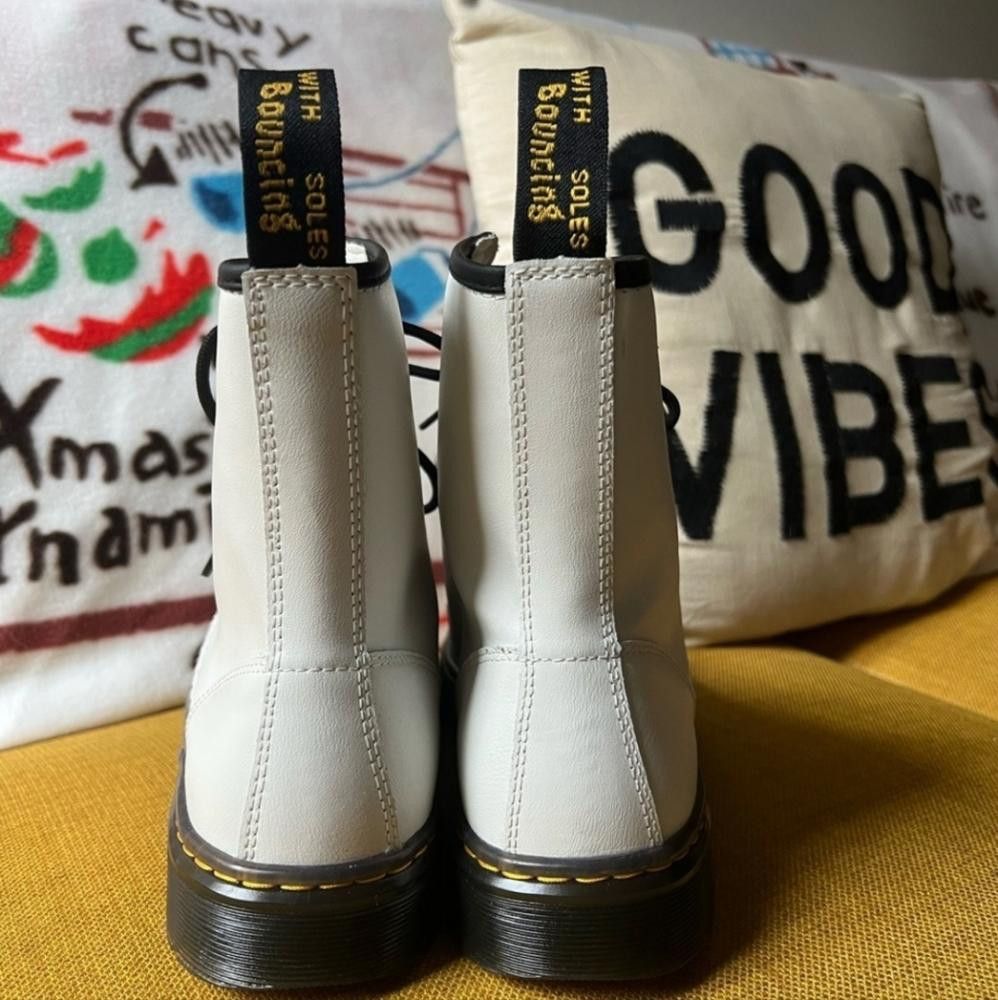 Dr. Martens Dr. Martens Zavala White Leather Combat Boots, Multiple szs Size US 7 / IT 37 - 4 Thumbnail