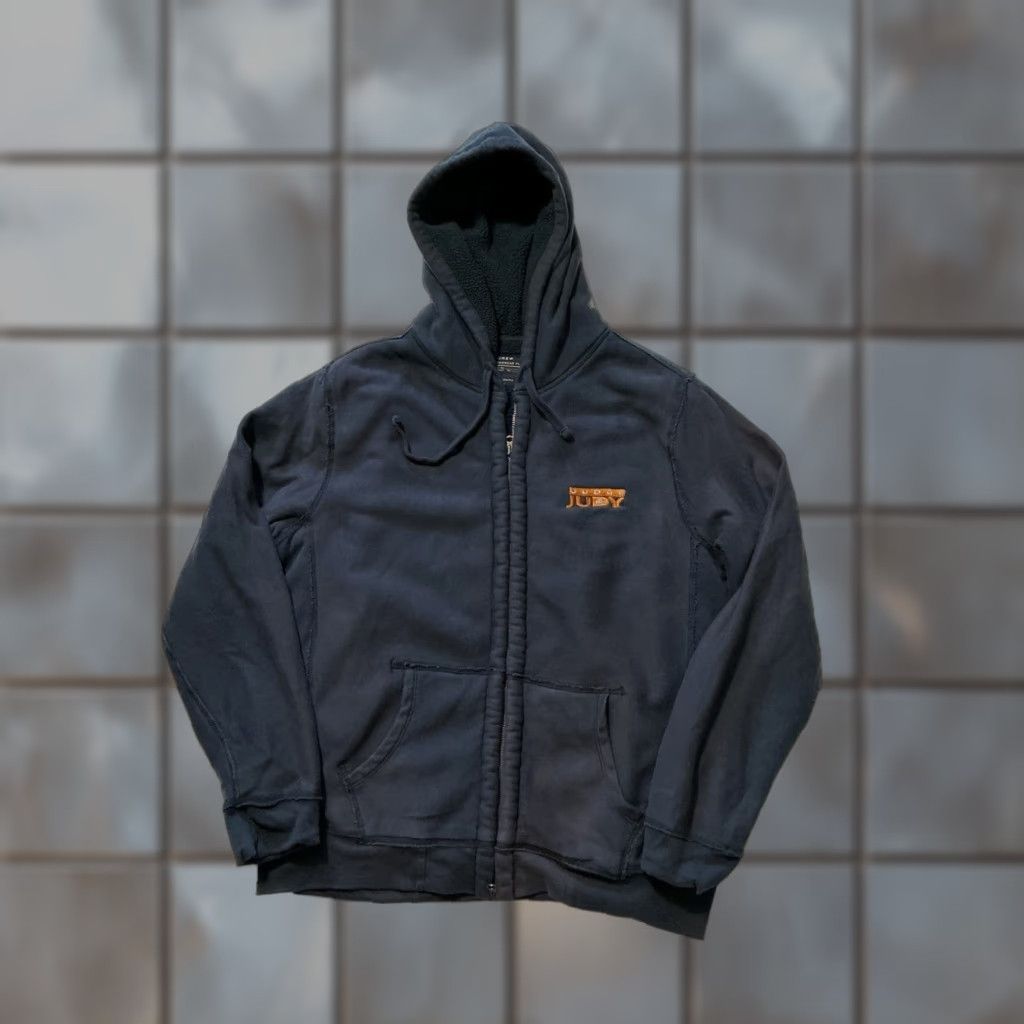 J.Crew VINTAGE Judge Judy J.Crew Hoodie Full Zip Men XL Blue Embroidered Fleece Sherpa Lined Size US XL / EU 56 / 4 - 1 Thumbnail