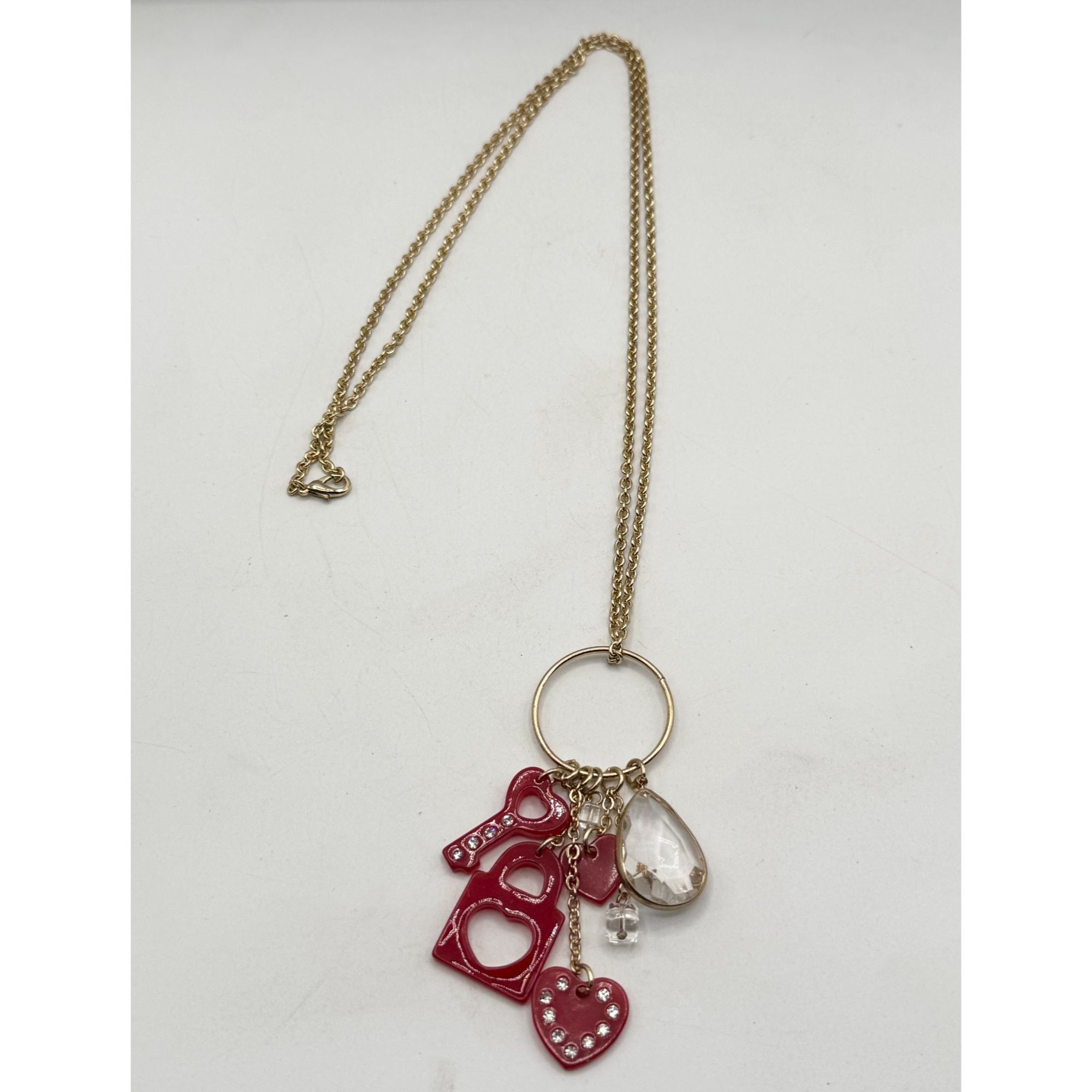 Other Red key heart love rhinestone lucite ring pendant charm neck Size ONE SIZE - 2 Thumbnail