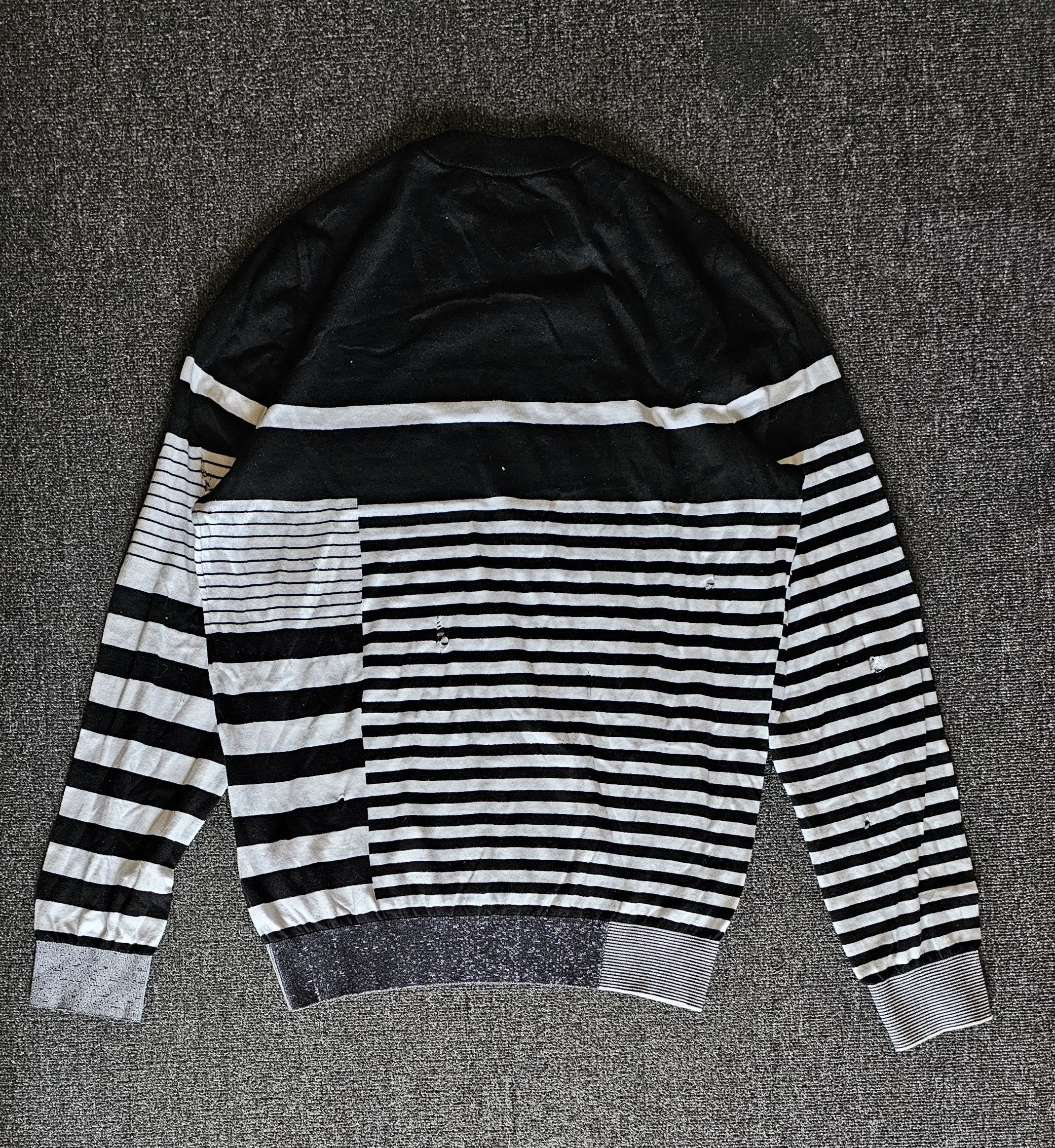 Balmain Balmain Men's Distressed Striped Patchwork Sweater Size L Size US L / EU 52-54 / 3 - 5 Thumbnail