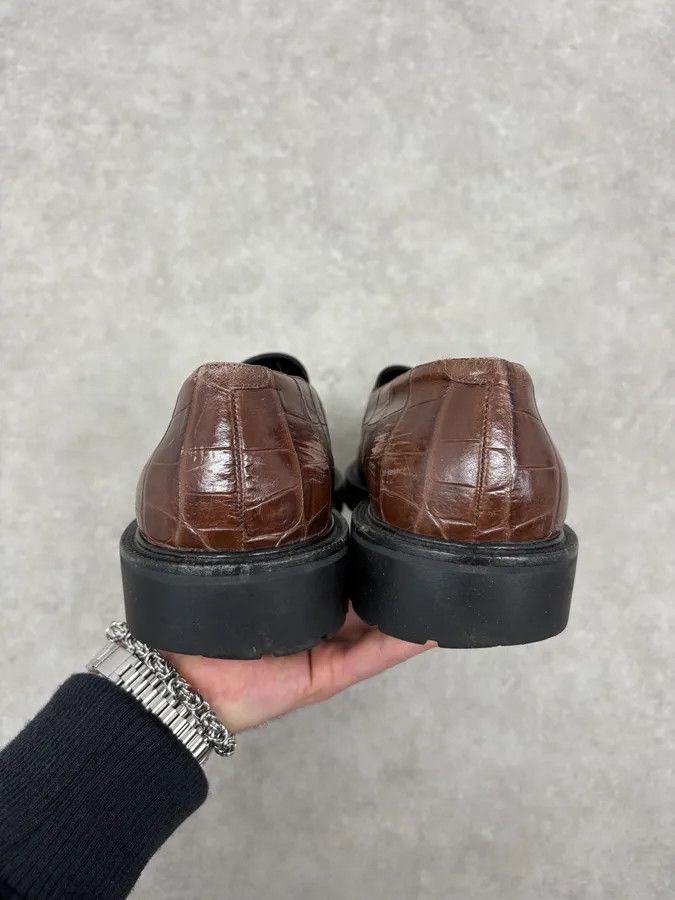 Dries Van Noten Dries Van Noten Brown Crocodile Effect Leather Loafers Size US 11 / EU 44 - 5 Thumbnail