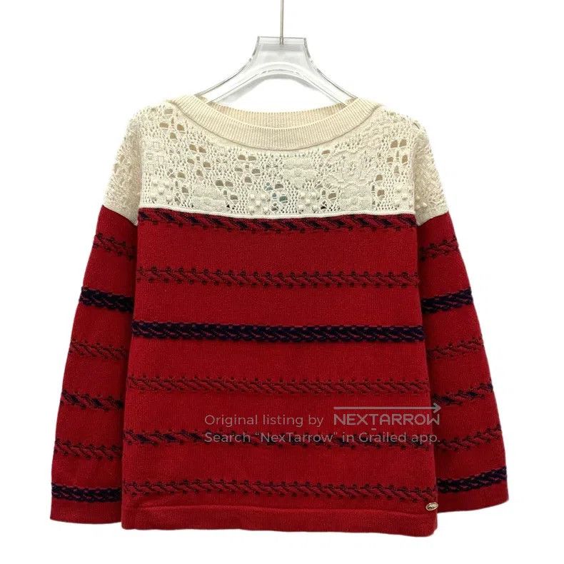 Chanel Chanel Colour-blocked striped jacquard cashmere round-neck Size XXS / US 00 / IT 34 - 1 Thumbnail