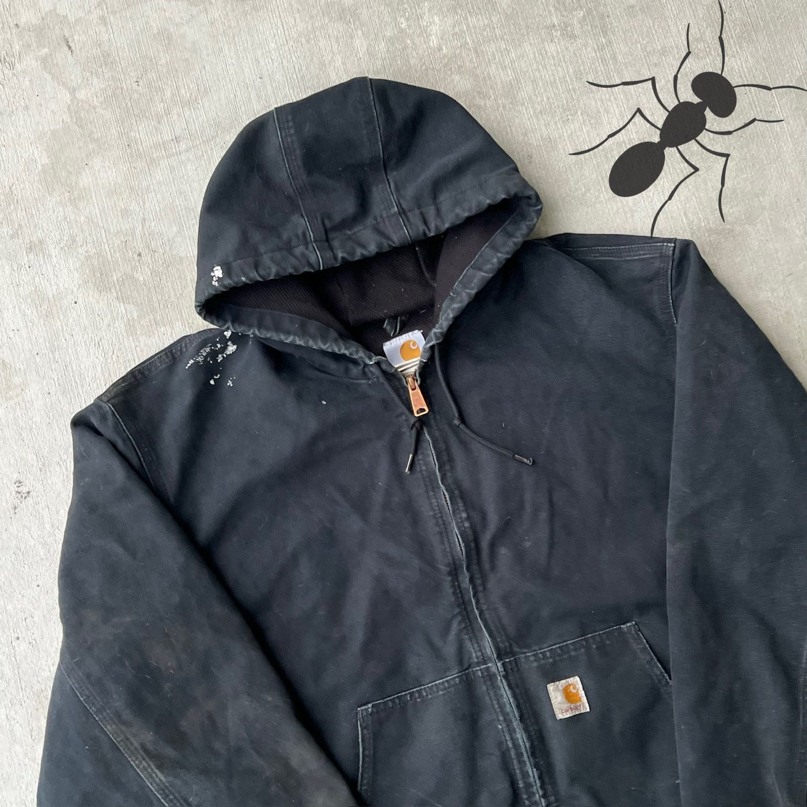 Carhartt × Vintage Carhartt J131 BLK faded black hooded work wear jacket Size US XL / EU 56 / 4 - 2 Thumbnail