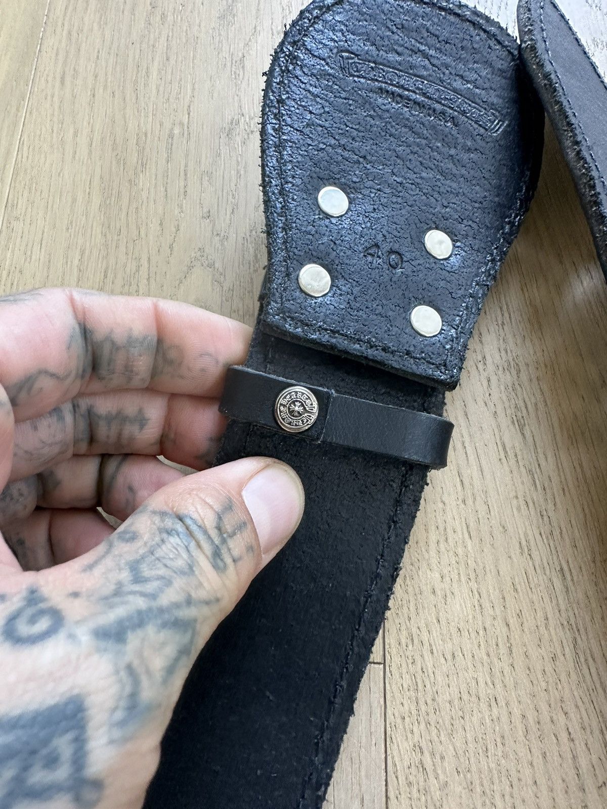 Chrome Hearts Chrome Hearts NEW sz 40 XXXXL Leather Belt Size 40 - 6 Thumbnail