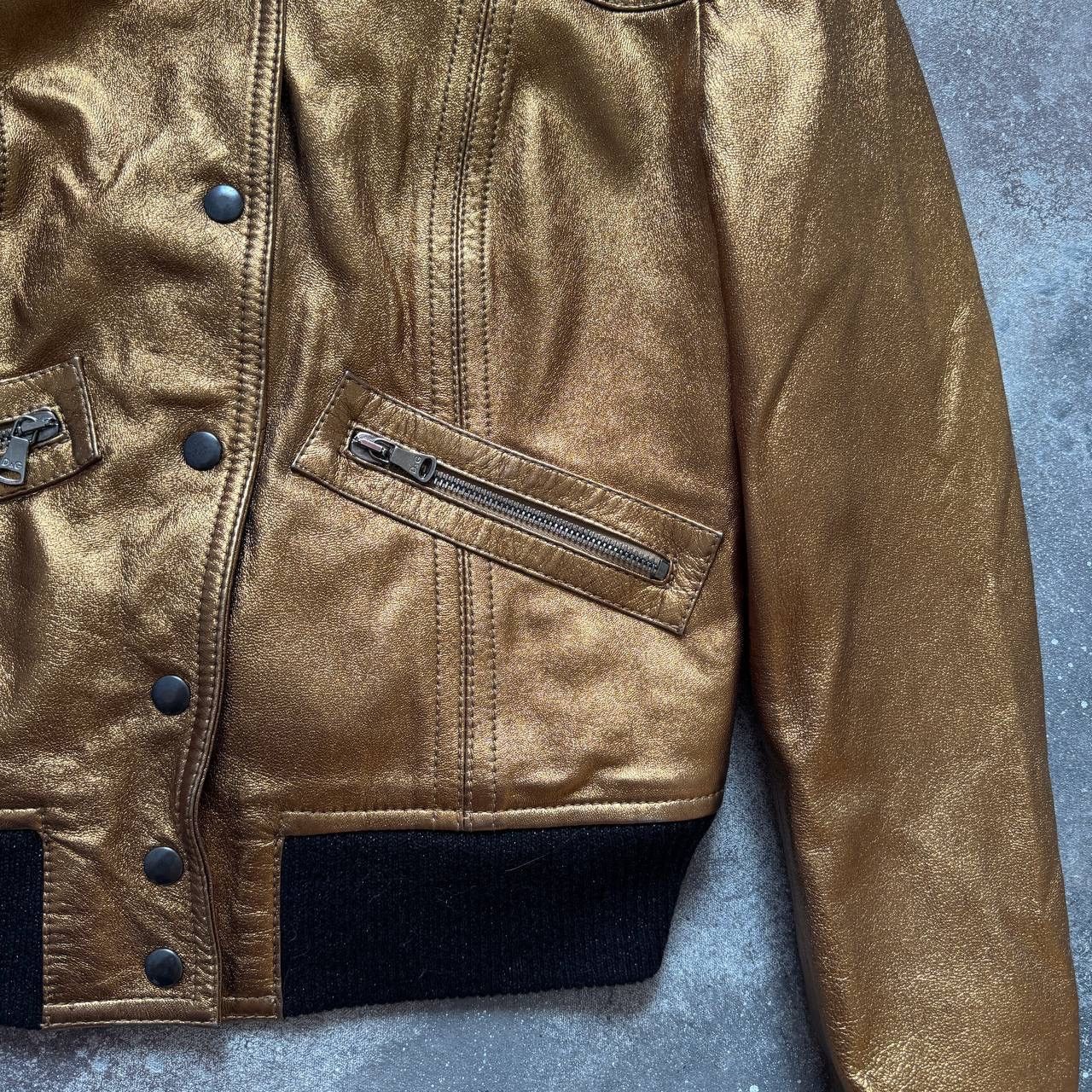 Dolce & Gabbana Dolce & Gabbana Vintage Y2K Glam Rock Gold Leather Jacket Size M / US 6-8 / IT 42-44 - 8 Thumbnail