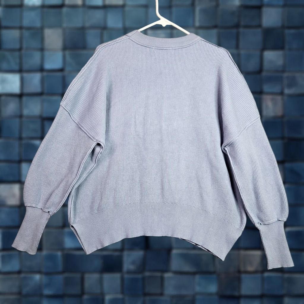 Vintage ANRABESS Women’s XS Blue Ribbed Knit Crewneck Sweater Soft Pullover Size XS / US 0-2 / IT 36-38 - 1 Thumbnail