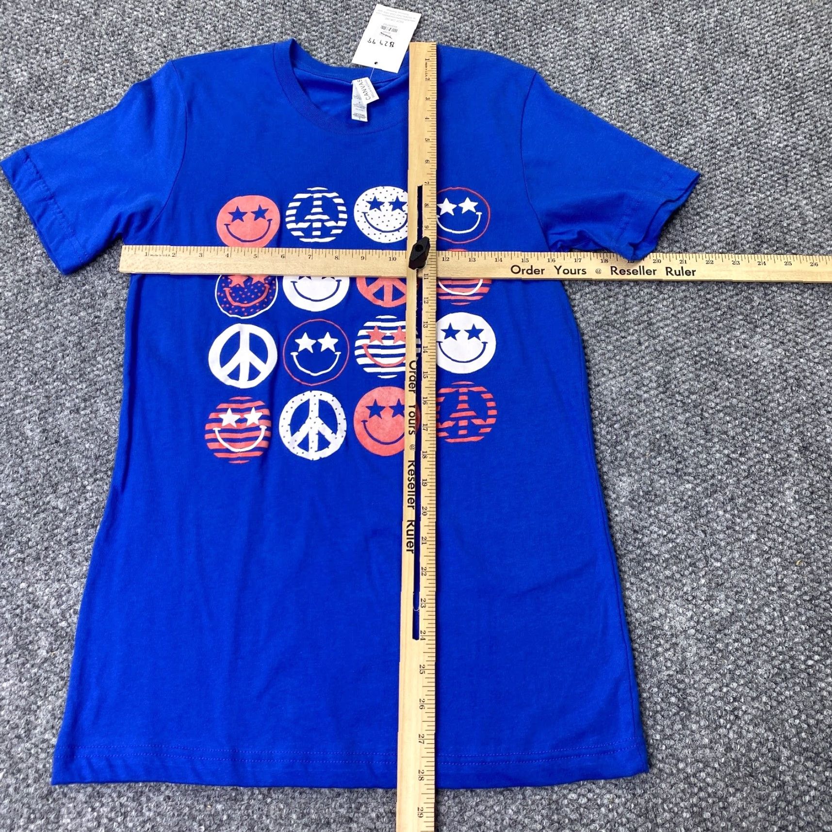 Vintage Peace Symbol Womens Shirt Small Blue Bella + Canvas USA Patriotic Shirt Womens SS Crew Neck Short Sleeve T-Shirt Blue Size S / US 4 / IT 40 - 7 Thumbnail