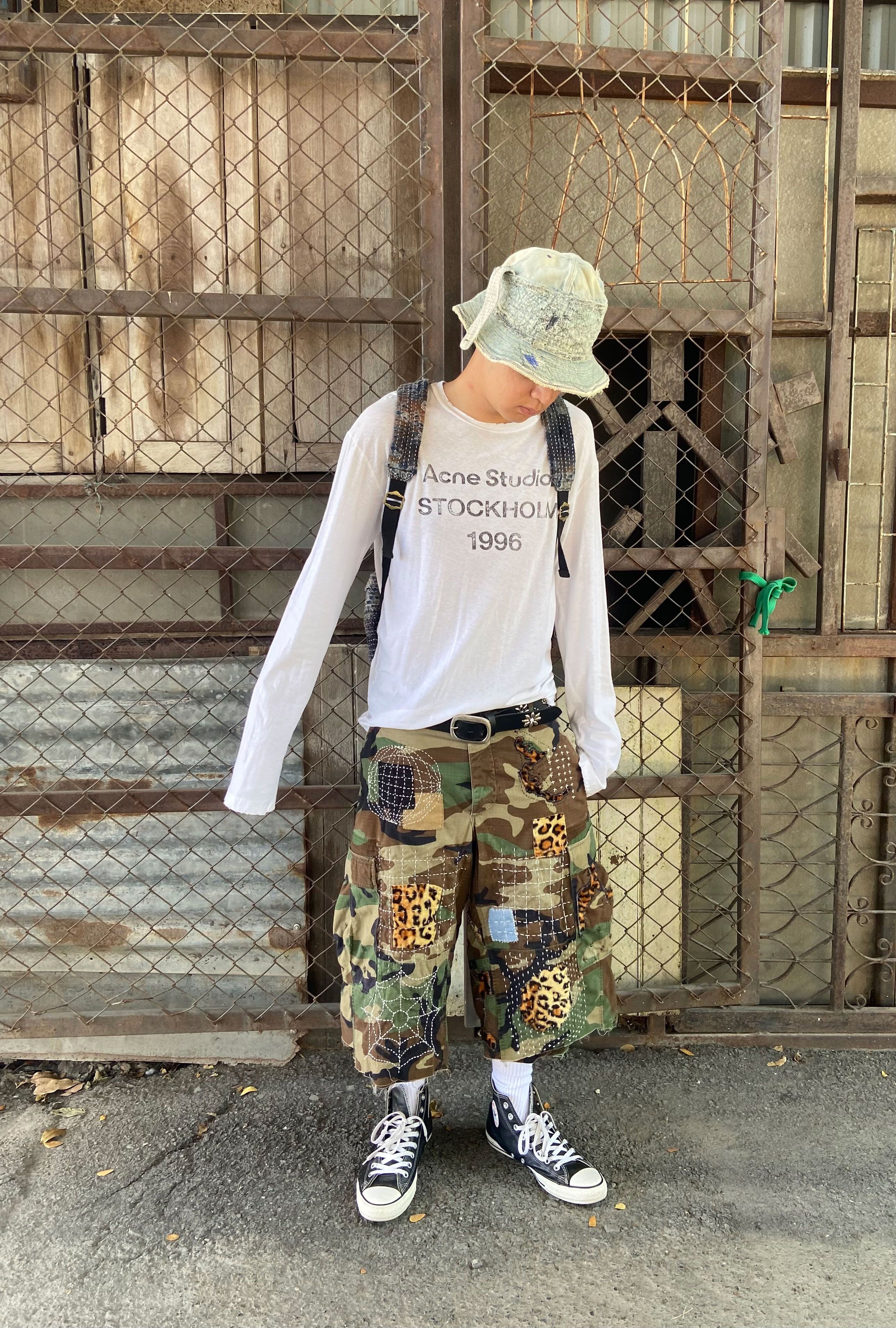 Japanese Brand 1995s VINTAGE CAMO CARGO SASHIKO PATCH SHORTS Size US 34 / EU 50 - 6 Thumbnail