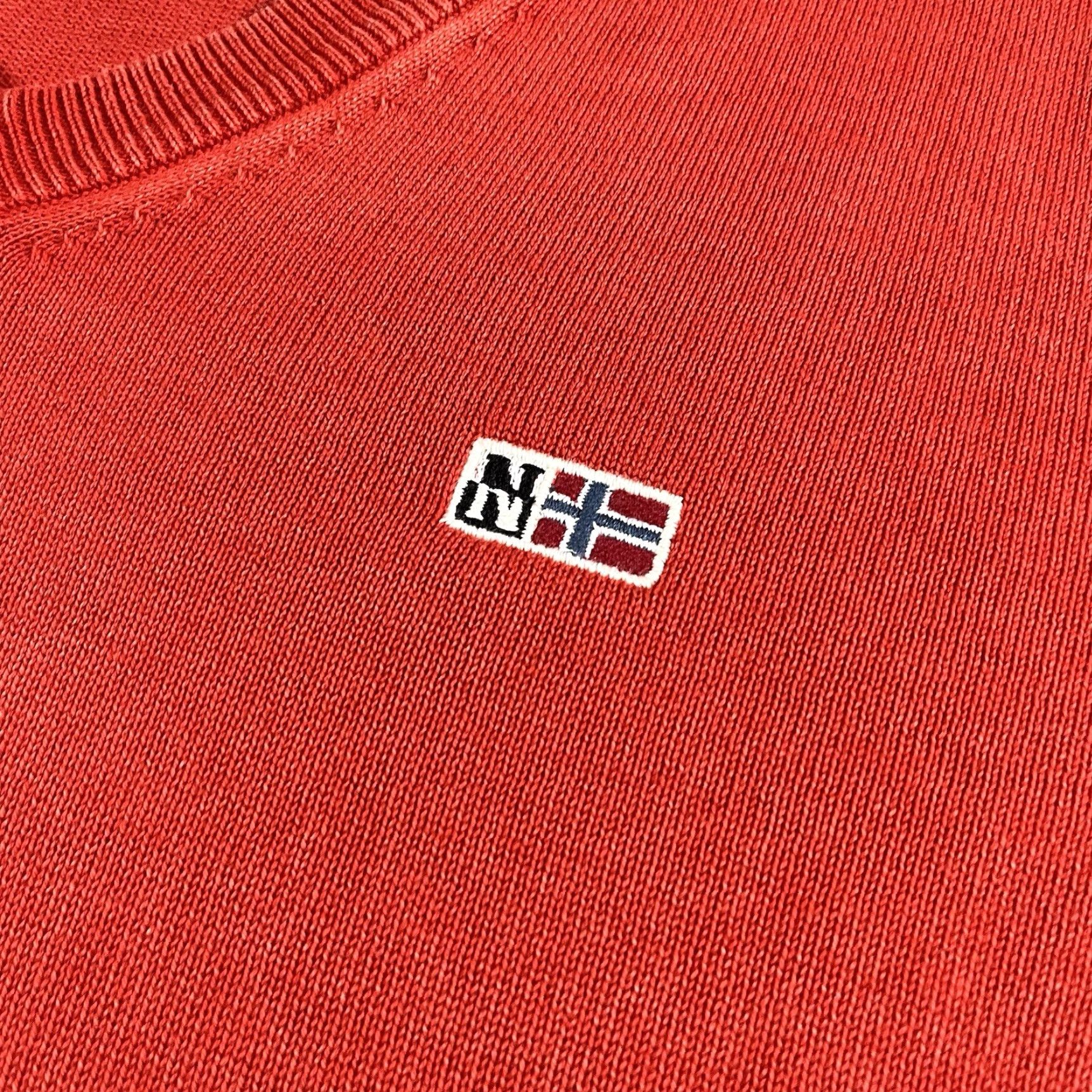 Napapijri Napapijri Sweater Mens M Red Pullover Knit Cotton Logo Embroidered Flag Size US M / EU 48-50 / 2 - 6 Thumbnail