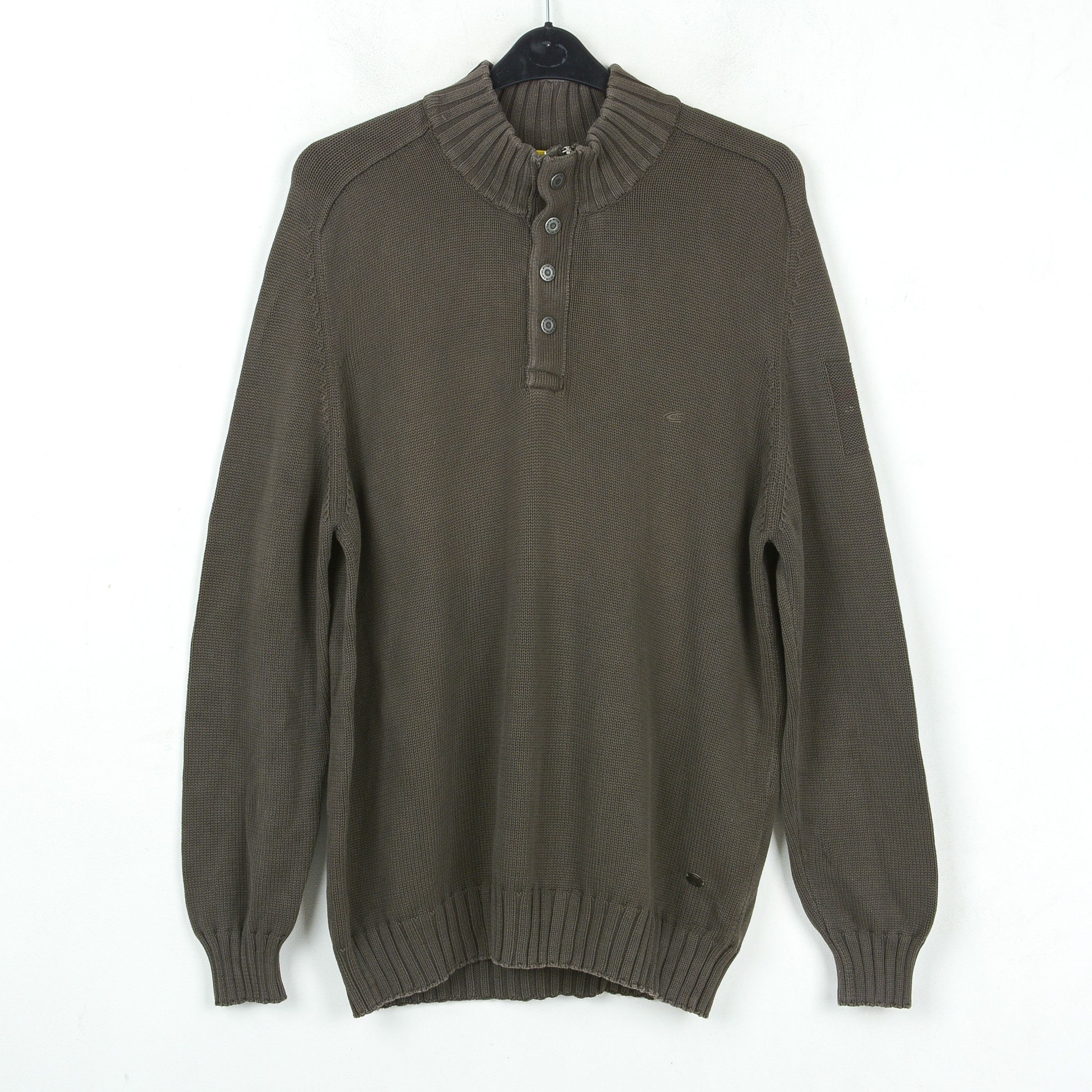 camel active Men Sweater Pullover Jumper Collar Zip Neck Knit Logo Brown Size US XL / EU 56 / 4 - 1 Thumbnail