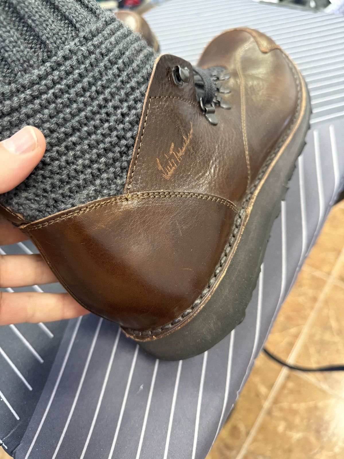 Desigual 🇮🇹 Luis Trenker Hand Made in Italy Leather Knit Hiking Boots Size US 12 / EU 45 - 13 Thumbnail