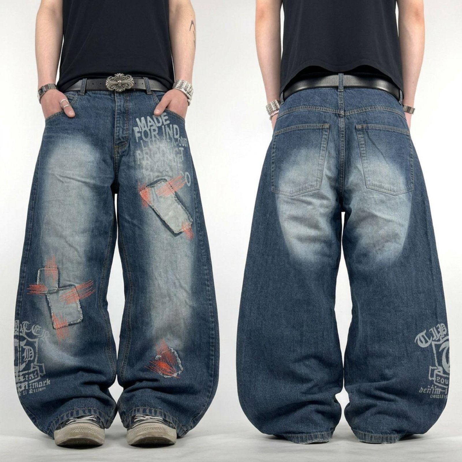 1990~2000s JNCO FLAMEHEAD BAGGY JEANS 刺繍