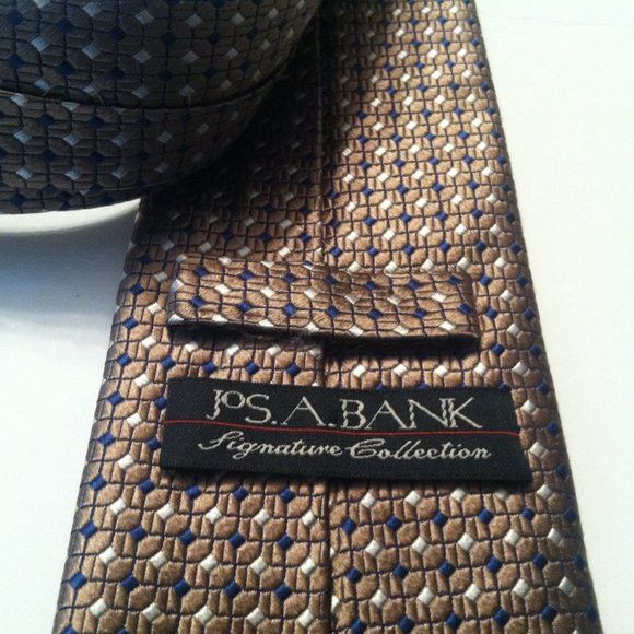 Jos. A. Bank JOS.A.BANK SIGNATURE COLLECTION MENS NEW TAN SILK TIE 3 1/4" Size ONE SIZE - 3 Thumbnail