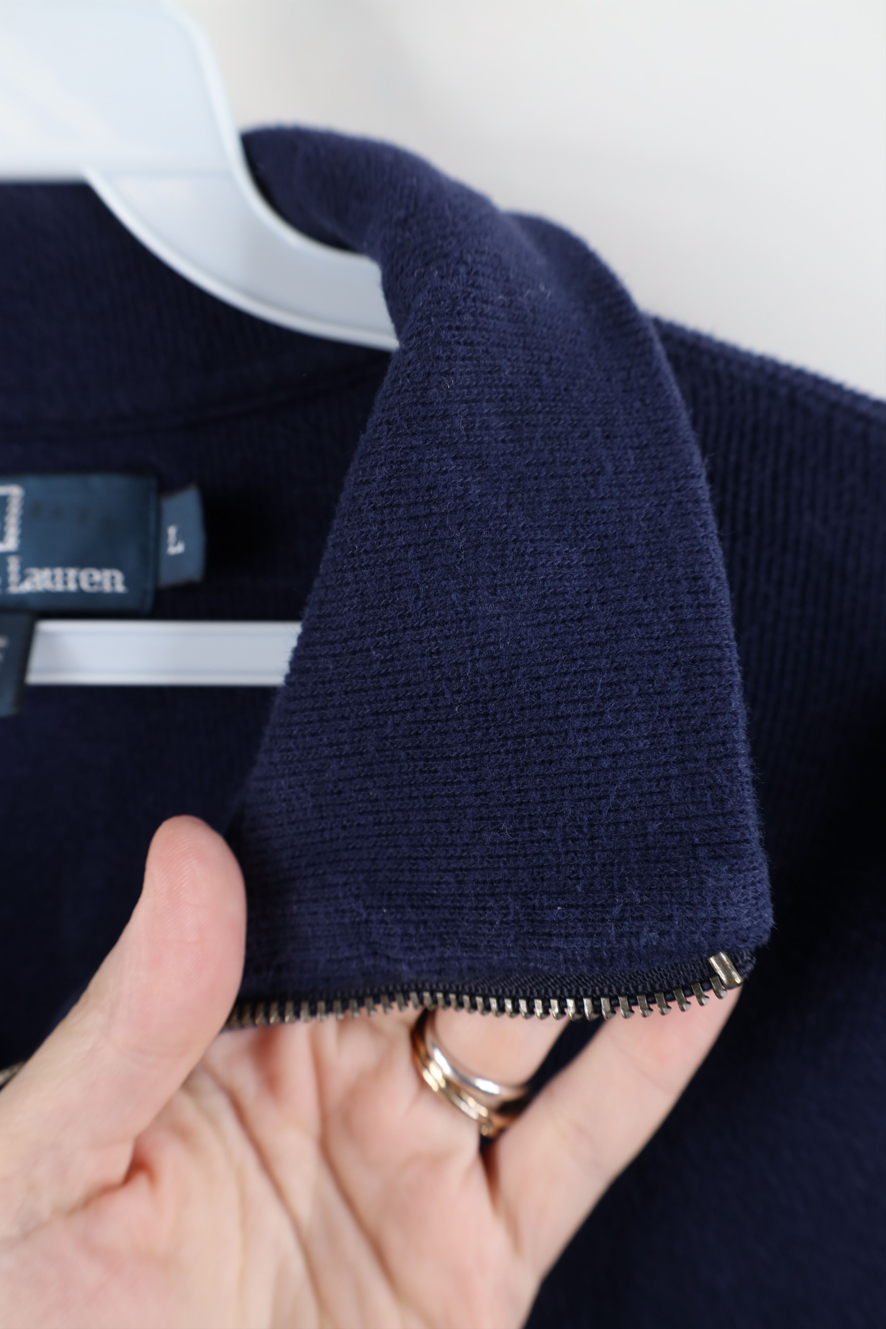 Ralph Lauren × Vintage Vintage 90s Ralph Lauren Cotton Ribbed Knit Half Zip Sweater Size US L / EU 52-54 / 3 - 8 Thumbnail
