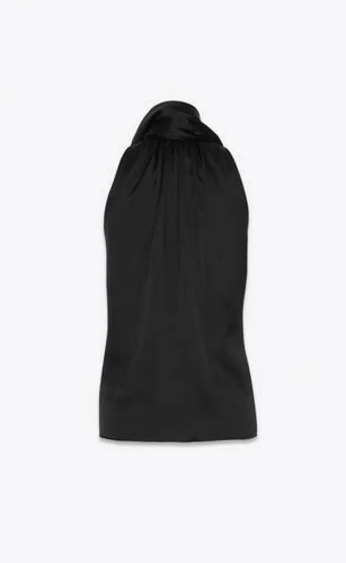 Saint Laurent Paris o1la1rc1a1225 780292 Lavallière-Neck Top in Silk Satin Size US XL / EU 56 / 4 - 4 Thumbnail