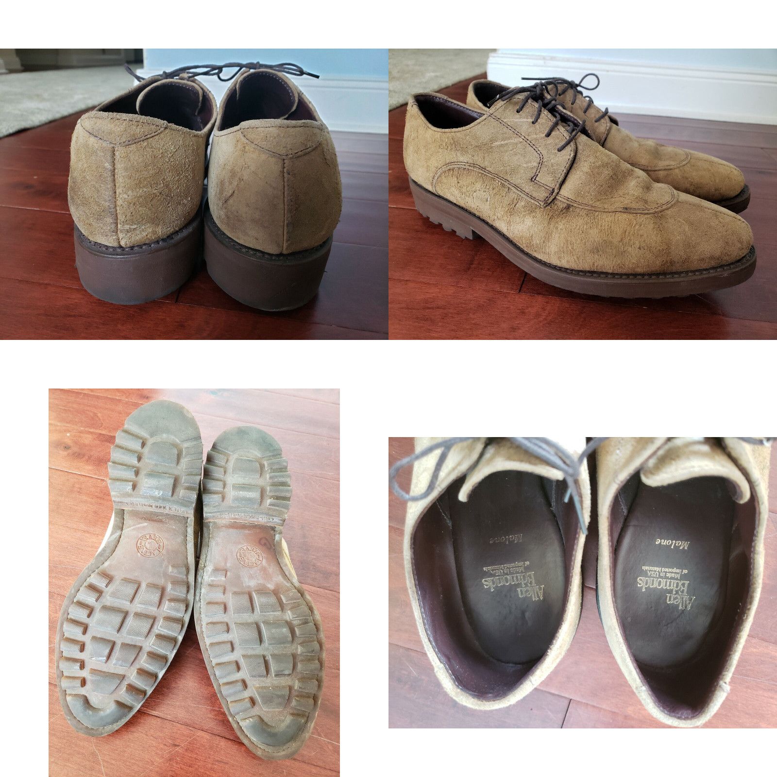 Vintage ALLEN EDMONDS Malone Tan Distressed Leather Lace Up Men s Loafers 9D SCRATCHES Grailed