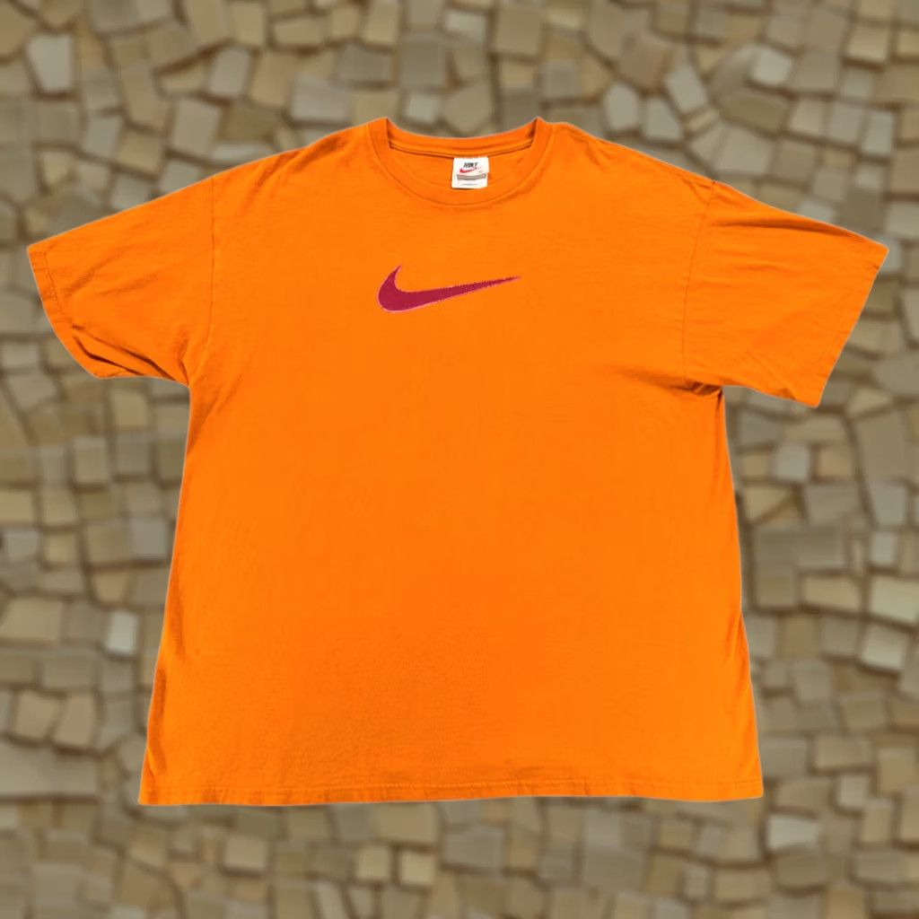 Nike VINTAGE Nike Shirt Adult EXTRA LARGE Orange Center Red Swoosh Cotton USA 90s Shirt XL Orange Nike 90s Mens Size US XL / EU 56 / 4 - 1 Thumbnail