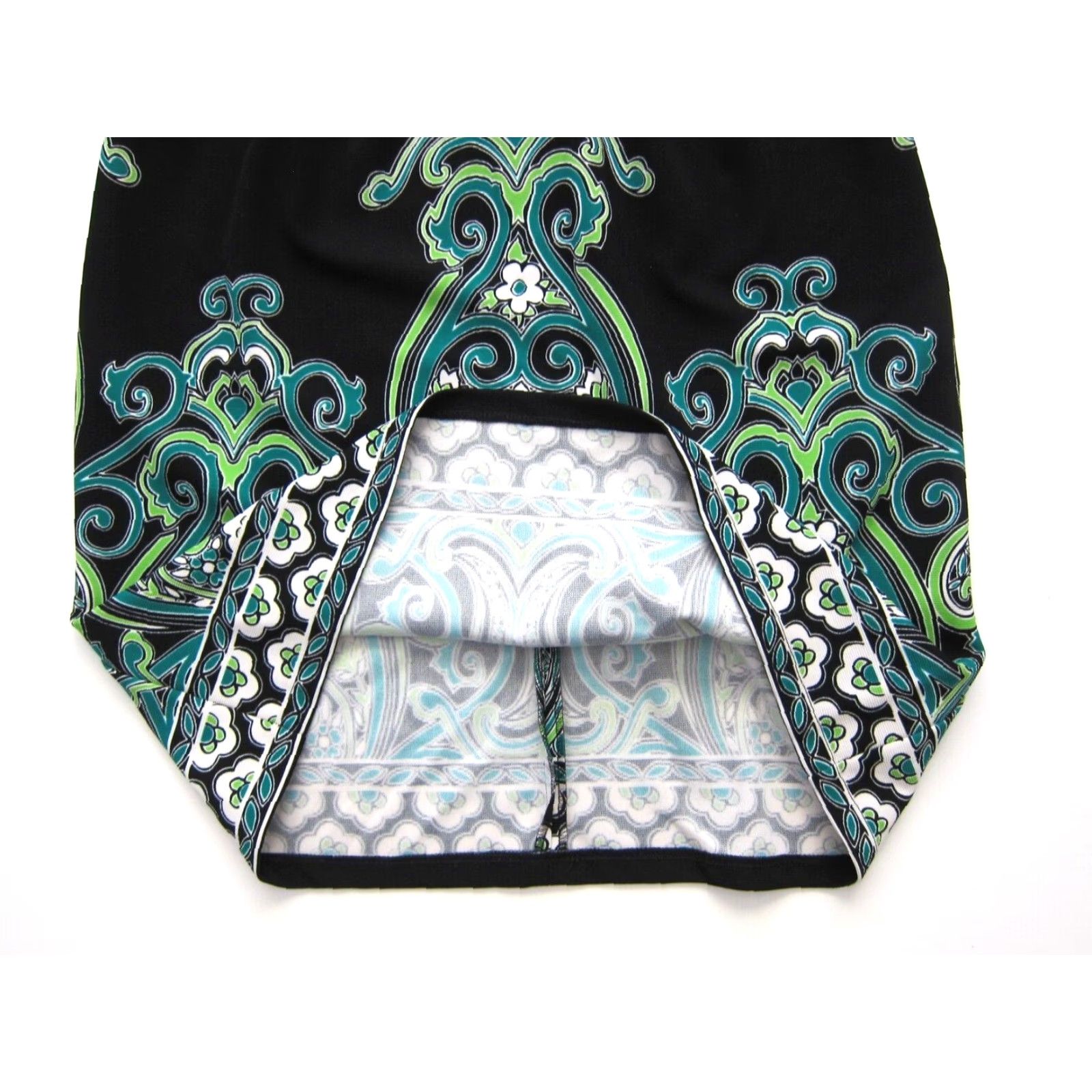 Vintage VINTAGE London Times Black Green Floral Paisley Cap Sleeve Sheath Shift Dress Women 8 Size M / US 6-8 / IT 42-44 - 7 Thumbnail