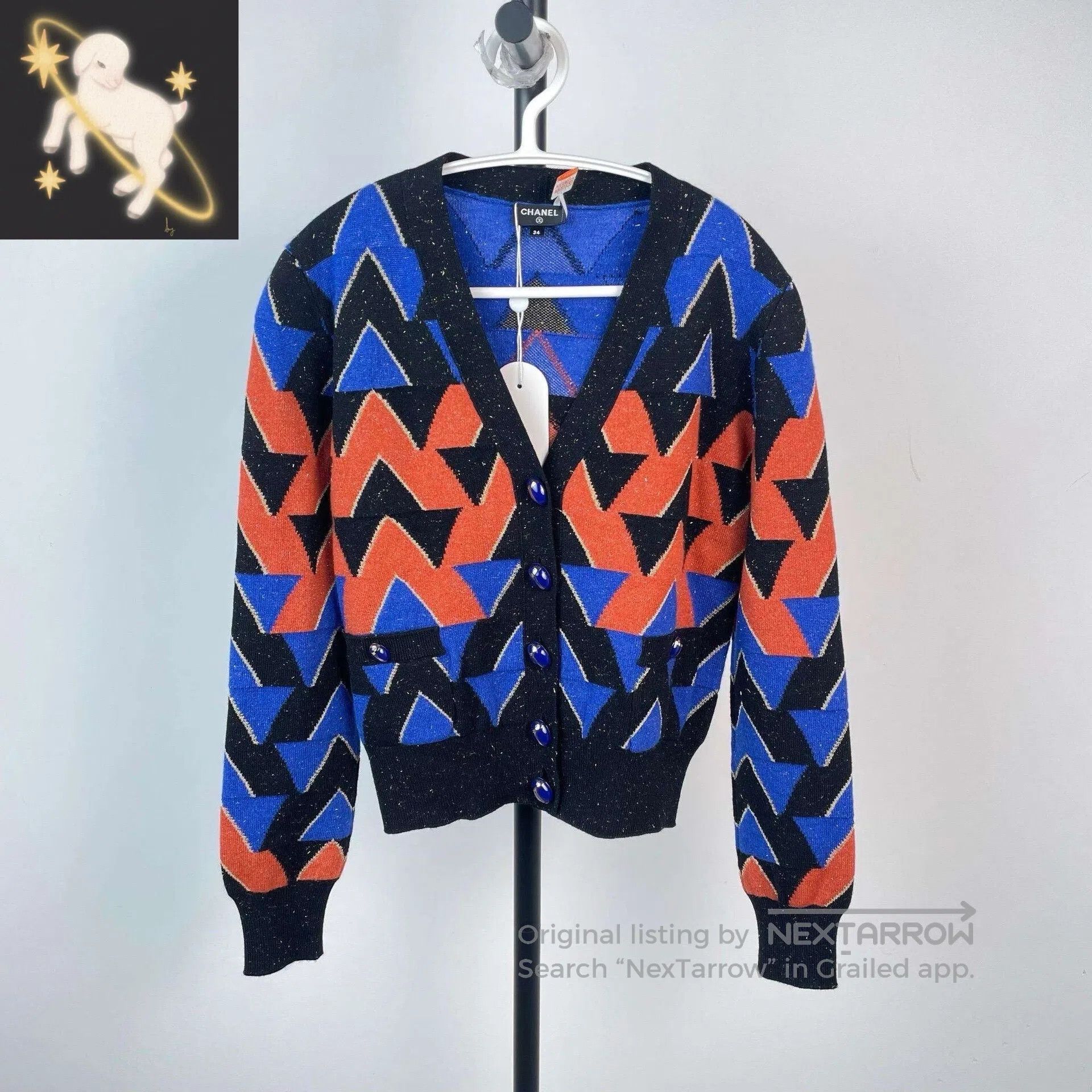 Chanel Chanel Egyptian Series Cardigan Sweater Blue Orange Gold T Size XXS / US 00 / IT 34 - 1 Thumbnail