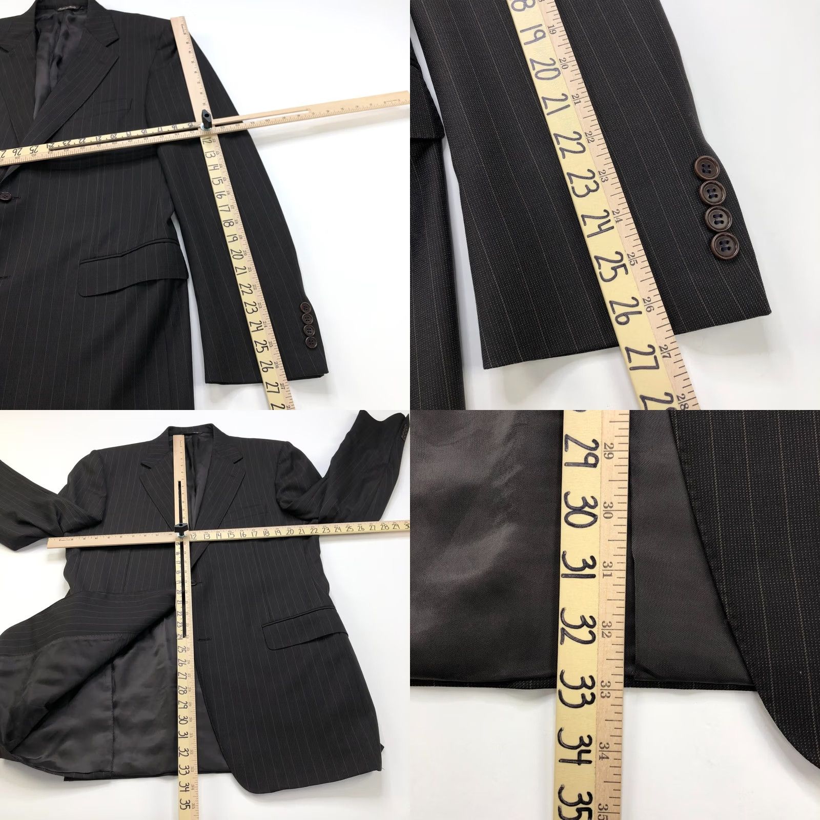 Canali Canali Men's Dark Brown Striped 100% Wool Suit Sport Coat Jacket EUR 52 Size 42R - 8 Thumbnail