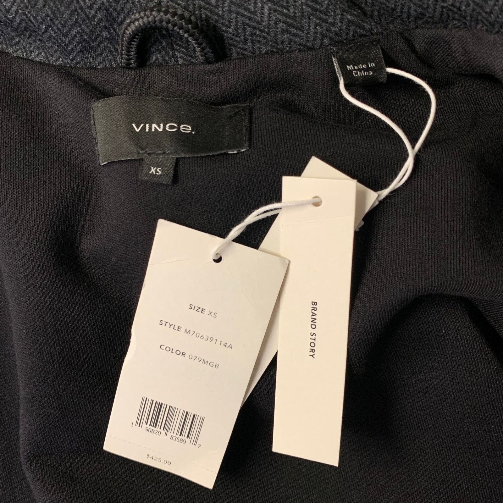 Vince VINCE Grey Break Herringbone Cotton Poly Puffer Jacket XS Size US XS / EU 42 / 0 - 5 Thumbnail