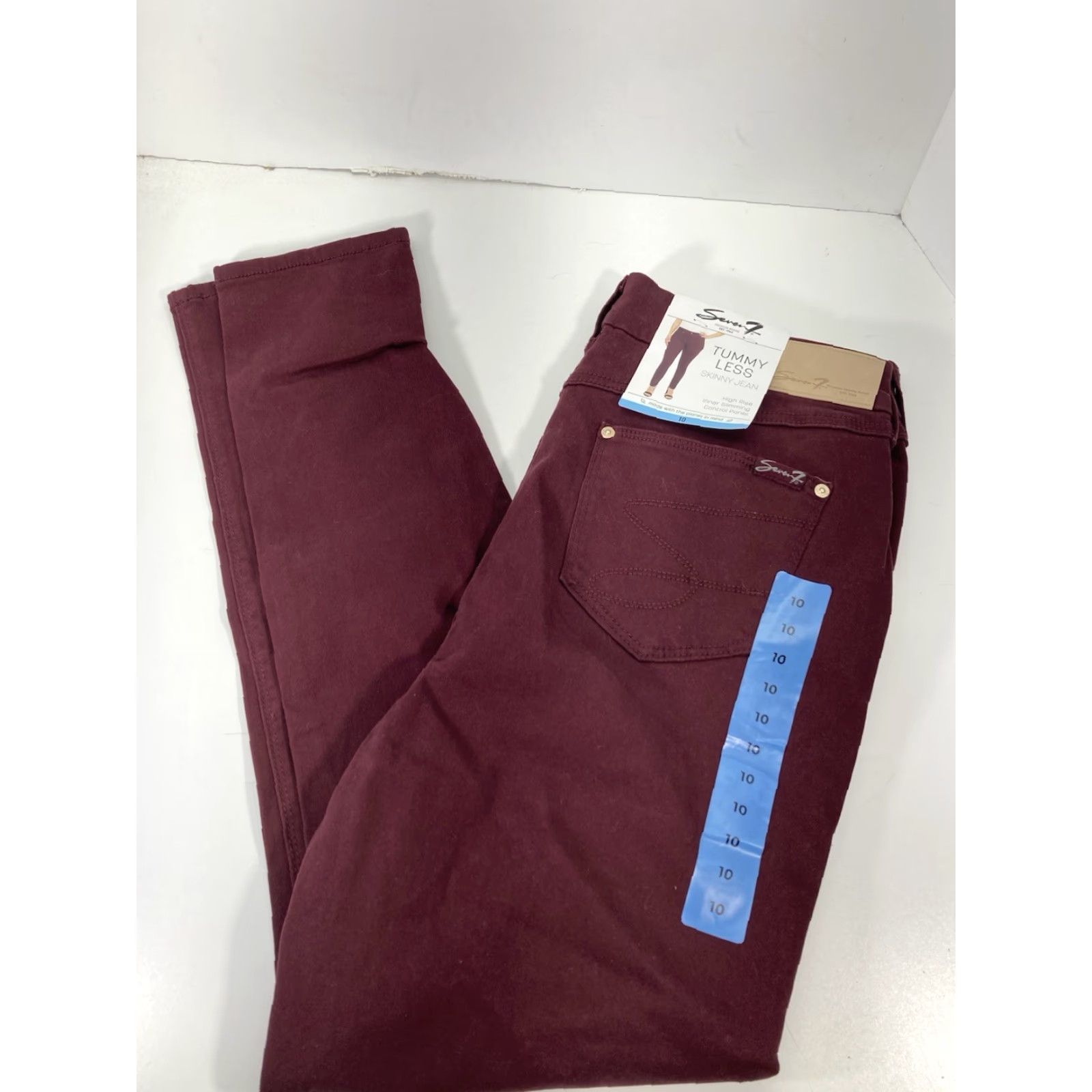 Vintage Seven7 Jeans Women 10 30X31 High Rise Stretch Skinny Denim NWT Maroon Red Size 32" / US 10 / IT 46 - 2 Thumbnail