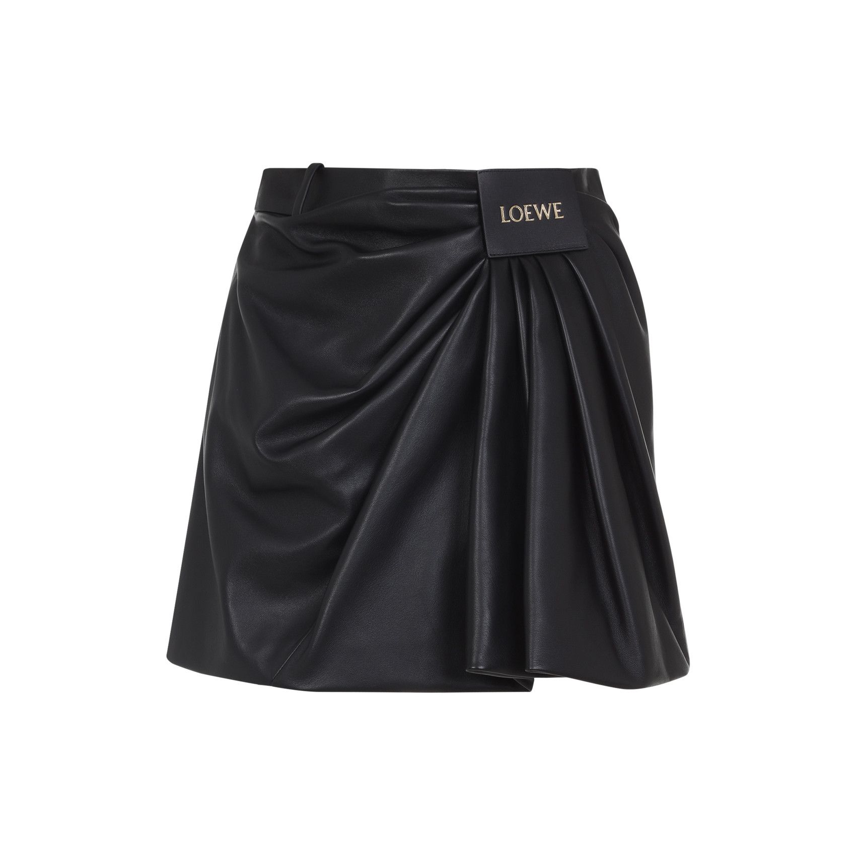 スカート LOEWE FW25 Loewe Draped Midi Skirt (S540Y29L29 1100) Draped skirt in nappa lambskin Black - LOEWE