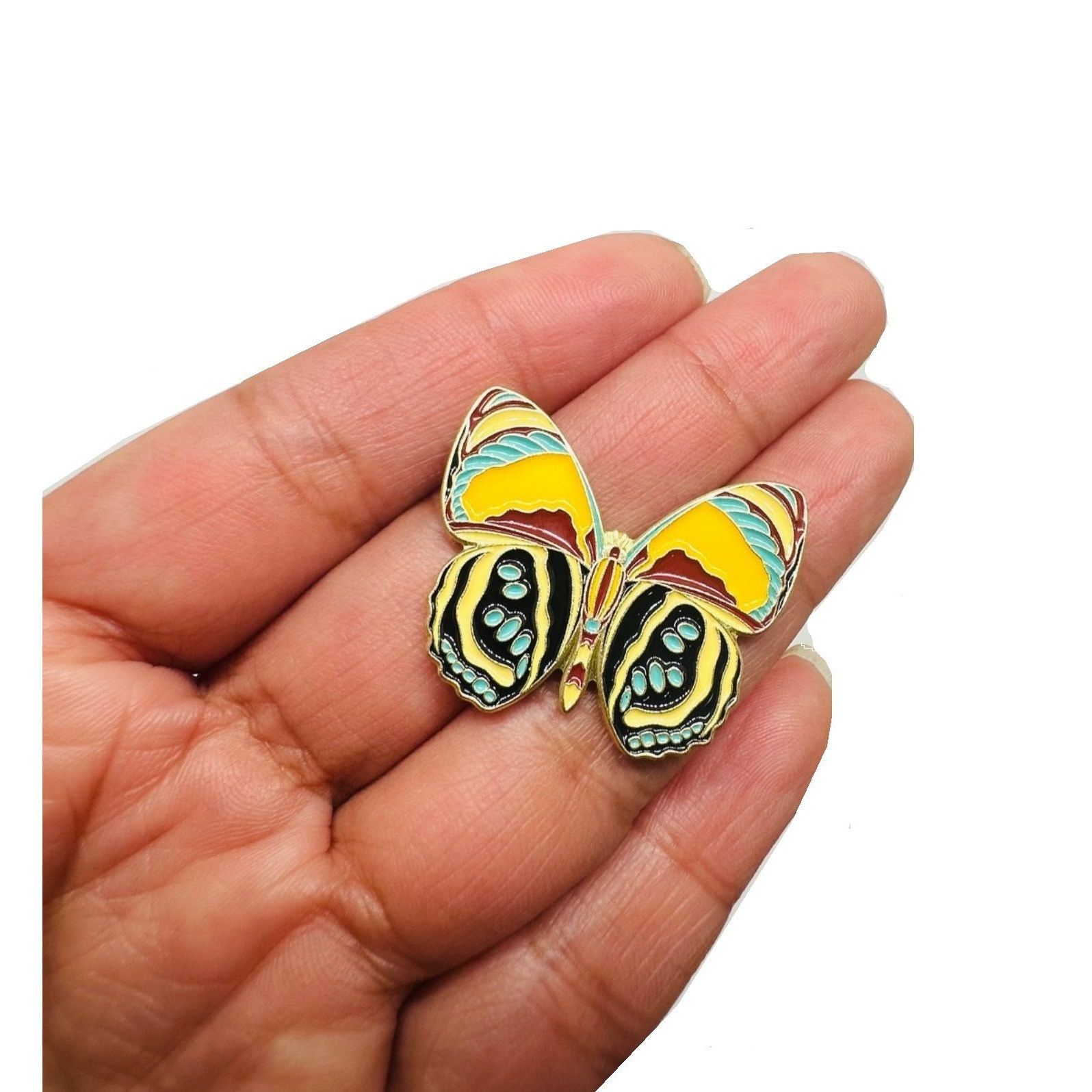Other Butterfly Breast Brooch Emblem Pin Badge Yellow Teal Gold Me Size ONE SIZE - 2 Thumbnail