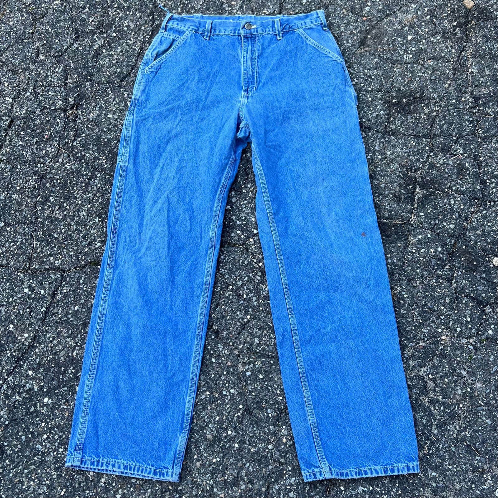 Carhartt × Vintage Vintage Y2K blue carhartt denim jeans work carpenter pants Size US 33 - 3 Thumbnail