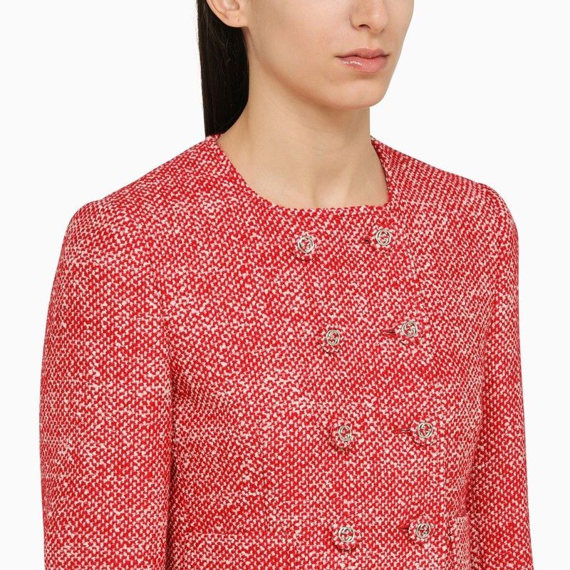 Gucci o1loc1c0226 761166 Tweed Jacket in Red/White Size XS / US 0-2 / IT 36-38 - 4 Thumbnail