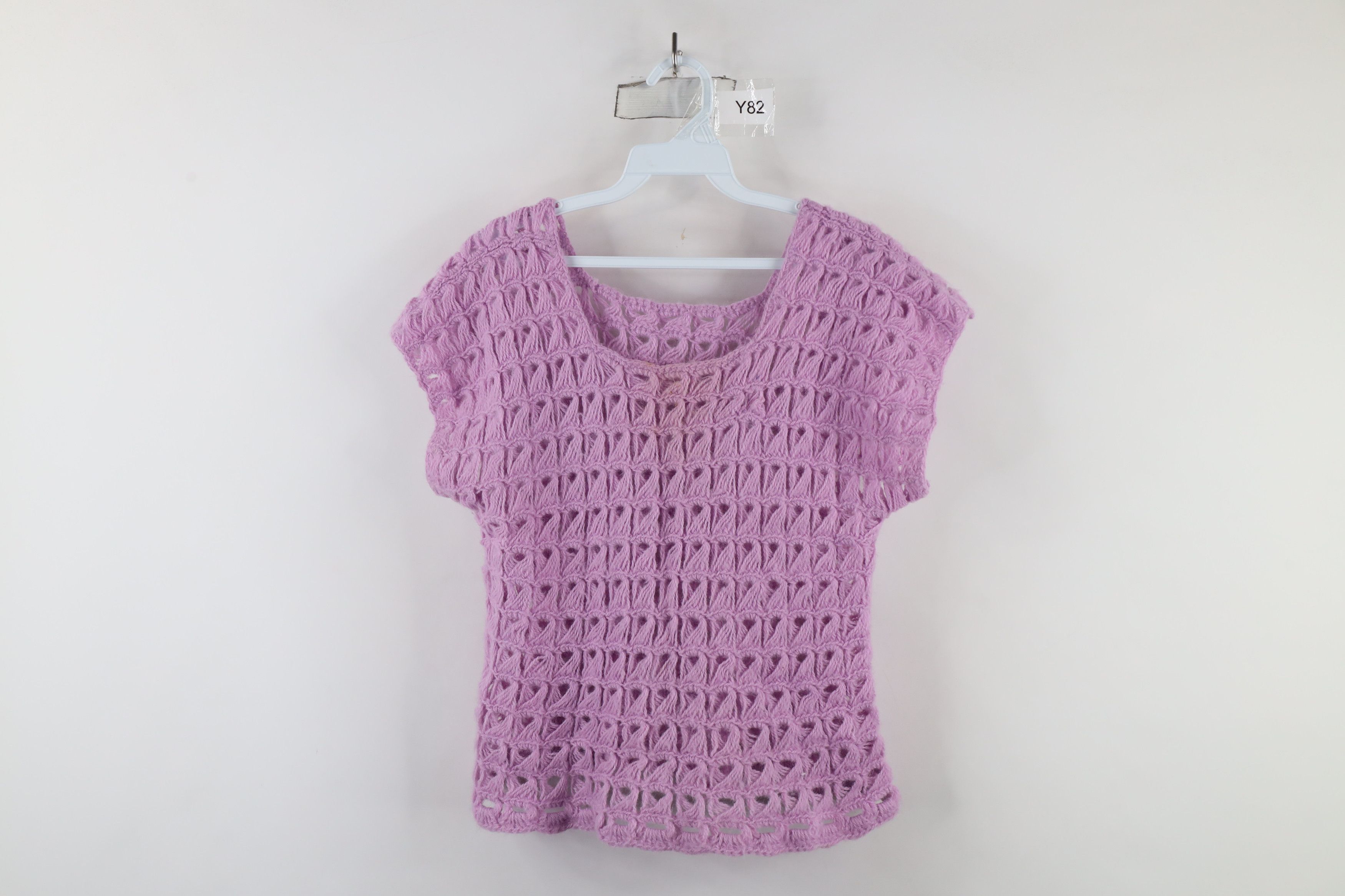 Vintage Vintage 60s 70s Boho Chic Hippie Sweater Blouse Top Purple Size S / US 4 / IT 40 - 1 Thumbnail