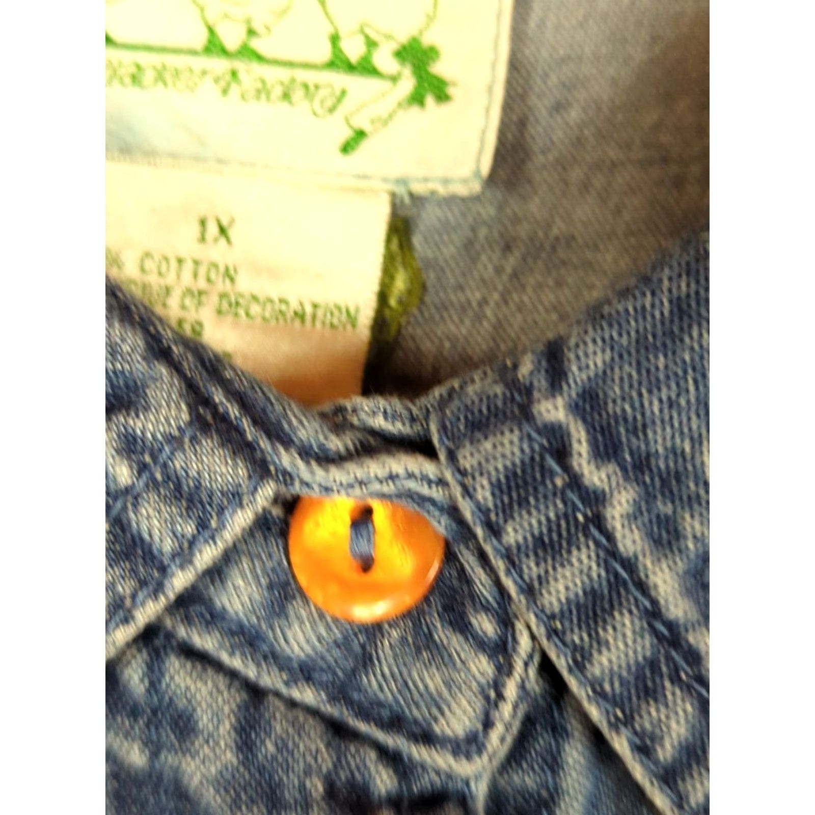 Quacker Factory Quacker Factory Denim Button Up Shirt Pumpkins Beaded 1X Blue Fall Halloween Pumpkins Beaded Button-Up Shirt Women 1X Men? Size XL / US 12-14 / IT 48-50 - 5 Thumbnail