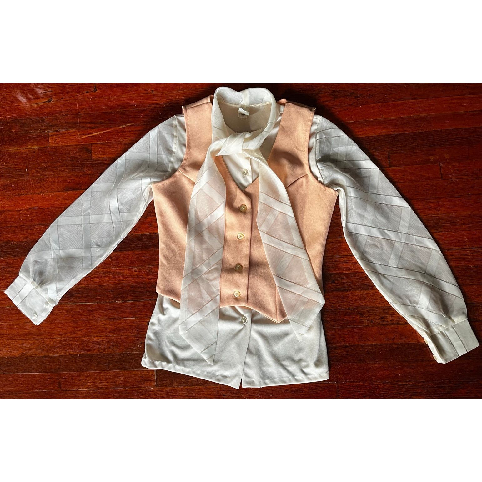 Vintage Vintage 70's Union Made Cream Orange Vest Jacket Top Small Size S / US 4 / IT 40 - 6 Thumbnail