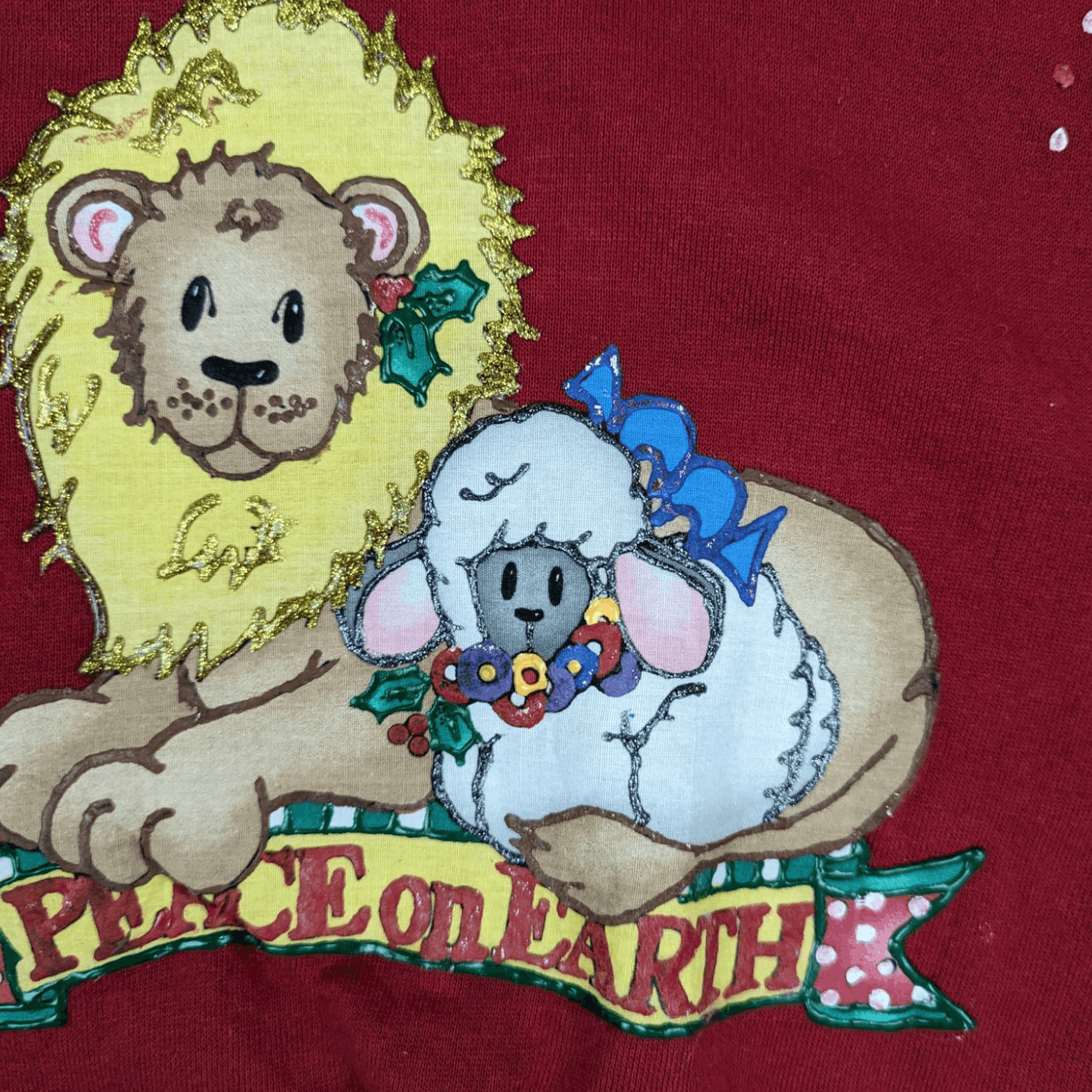 Jerzees Vintage 90's JERZEES Lion Peace On Earth Jumper Sweatshirt Size US XL / EU 56 / 4 - 6 Thumbnail