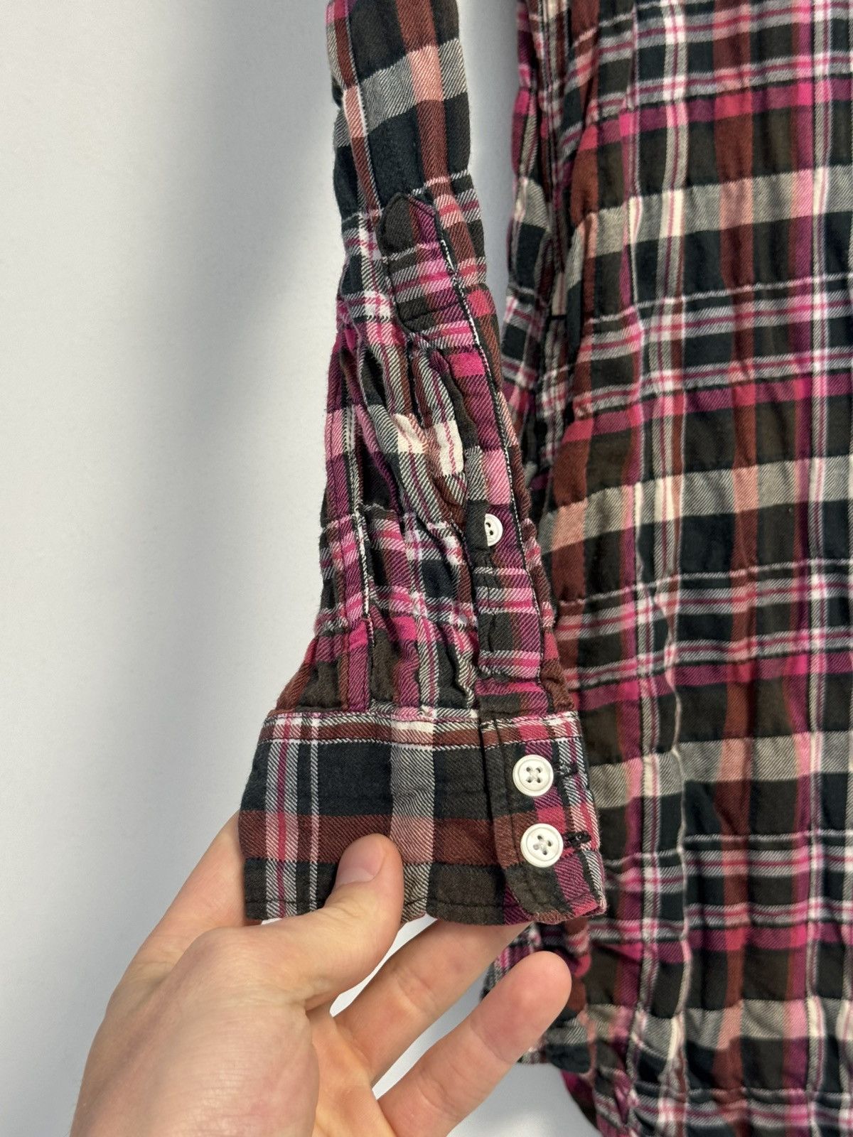 Acne Studios Acne Studios Pink Plaid Flannel Shirt Long Sleeve Size XXS / US 00 / IT 34 - 7 Thumbnail
