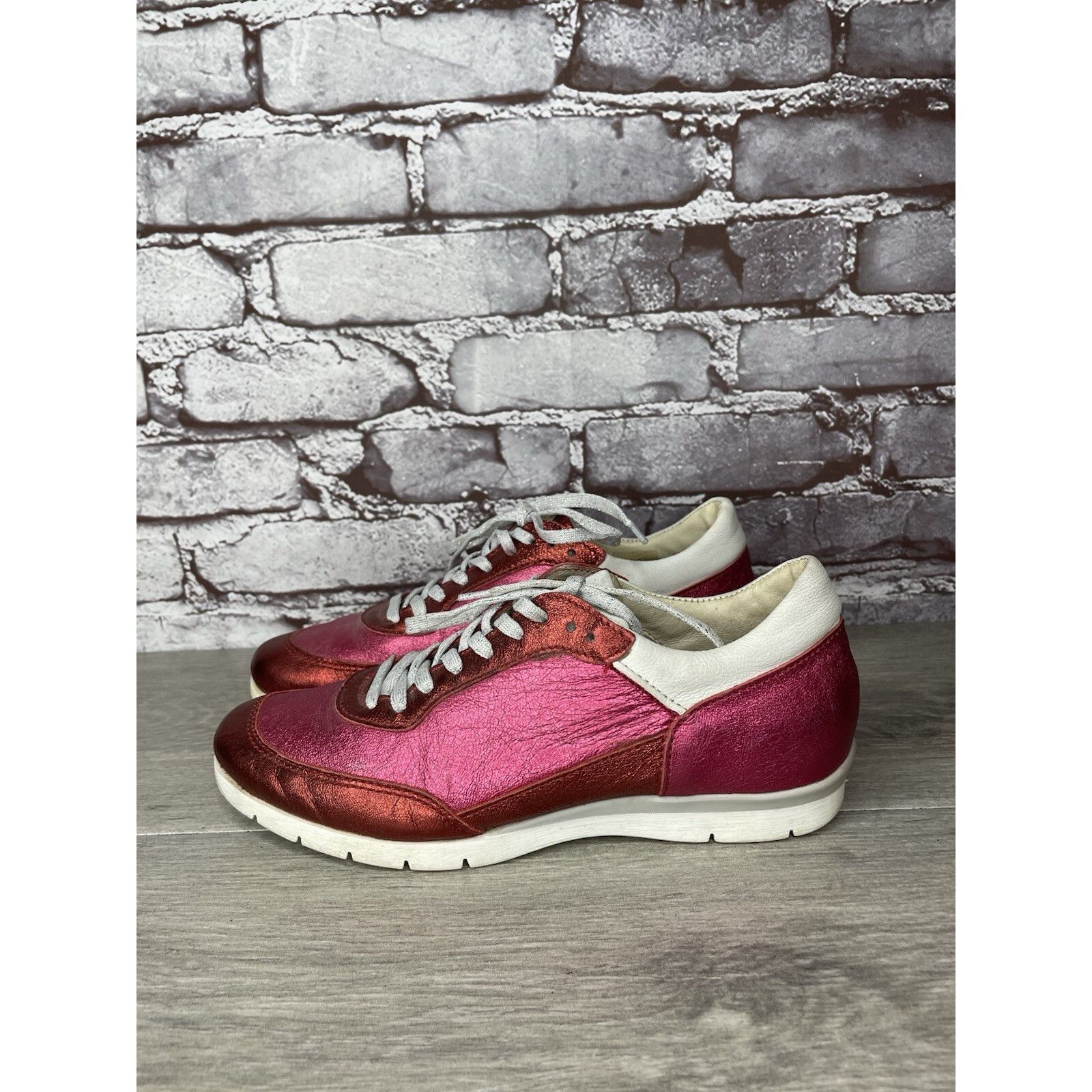 KJUS MJUS Pink Metallic Leather Comfort Casual Lace Up Sneakers W Size US 6.5 / IT 36.5 - 19 Thumbnail