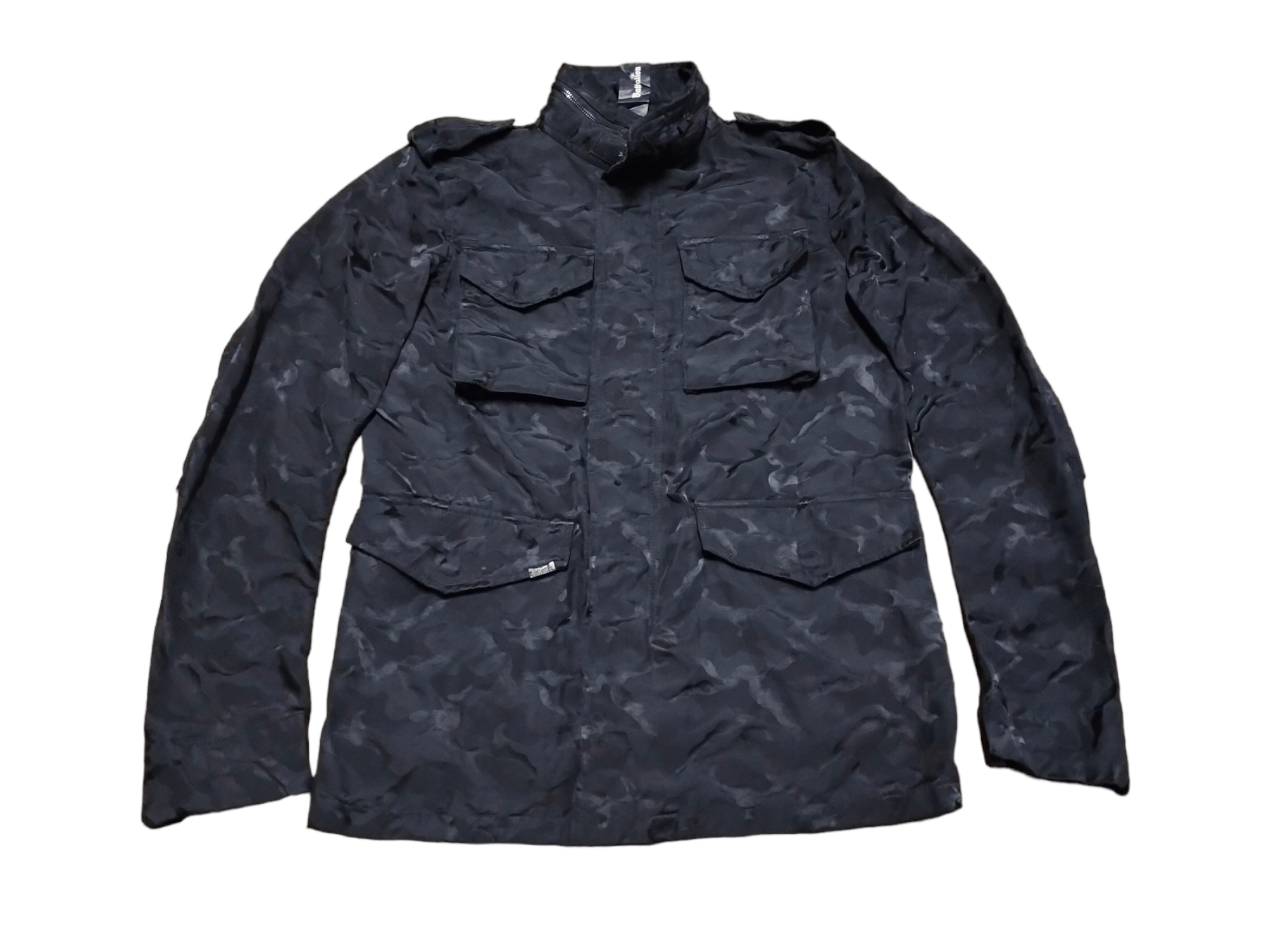 image of Archival Clothing x Camo Battalion Black Camo 4 Pocket Zipper Jacket, Men's (Size Small)