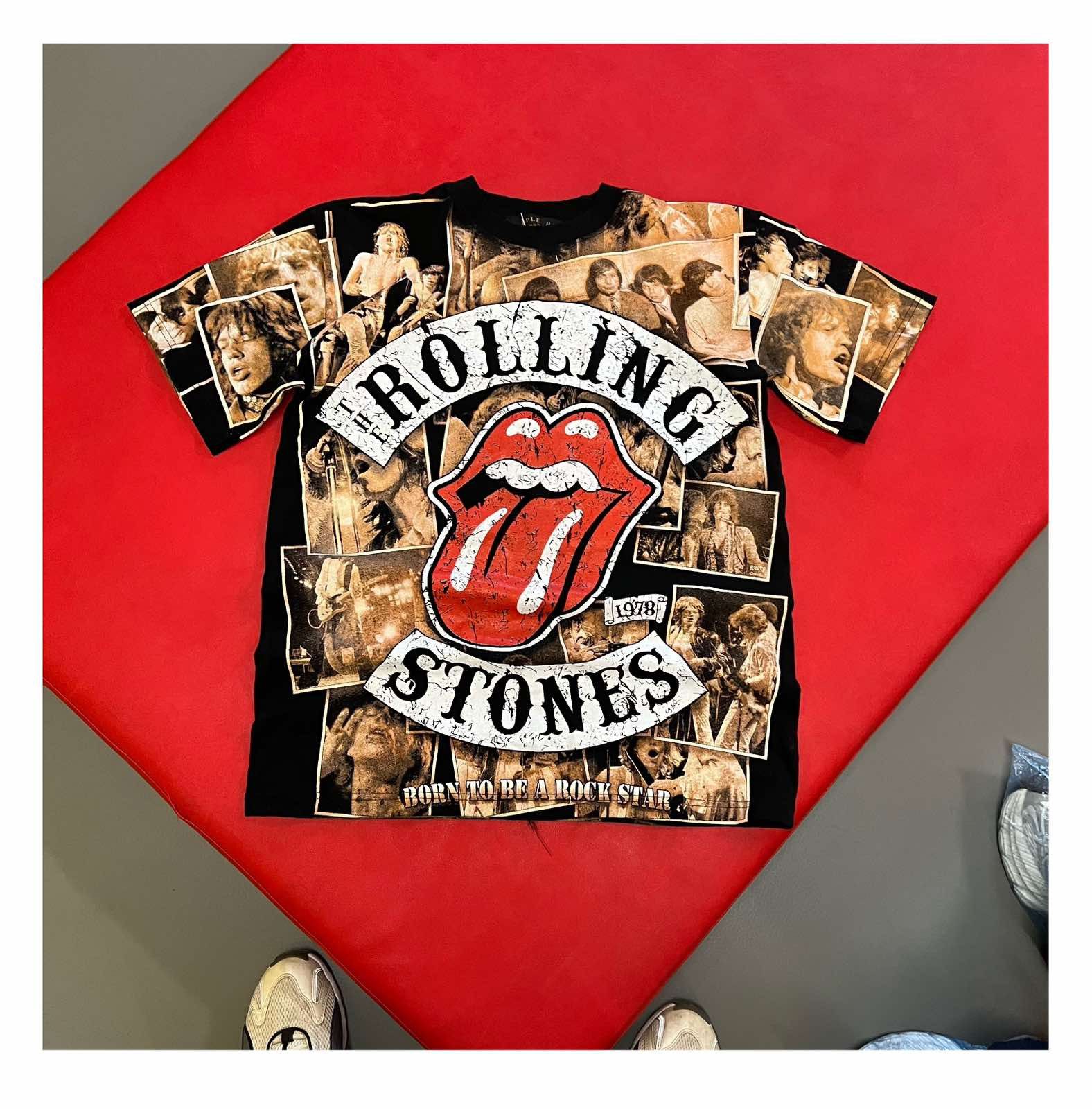 Vintage Vtg wRock Rolling Stones Band All Over Print Sz M Size US M / EU 48-50 / 2 - 1 Thumbnail
