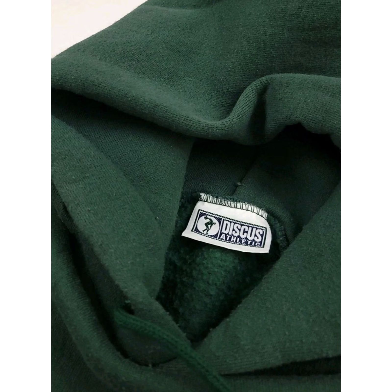 Vintage Vintage Discus Athletic Hoodie Dark Green Blank Pullover USA 90s Worn READ* Size US L / EU 52-54 / 3 - 5 Thumbnail
